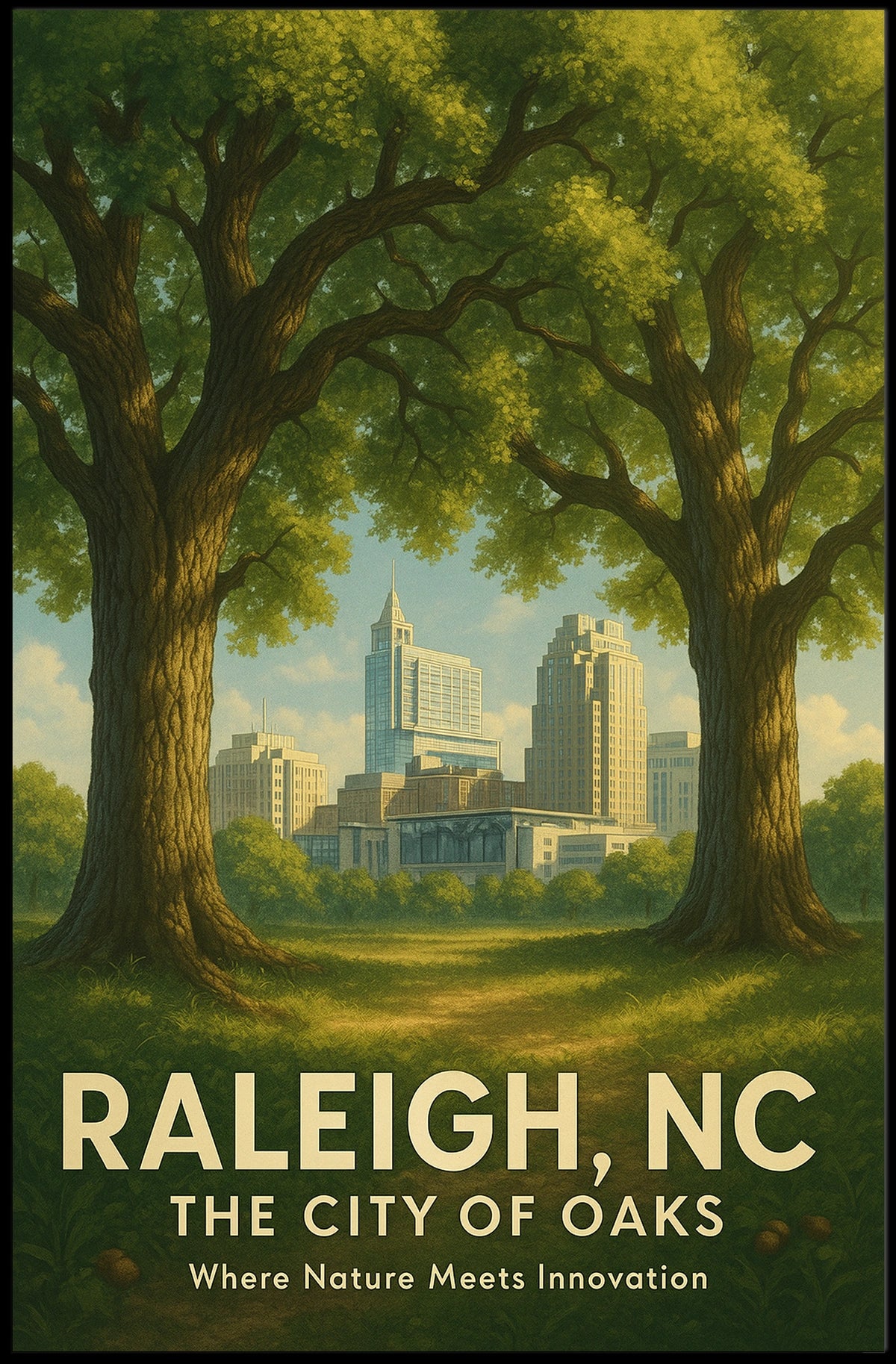 Raleigh, NC The City of Oaks Poster