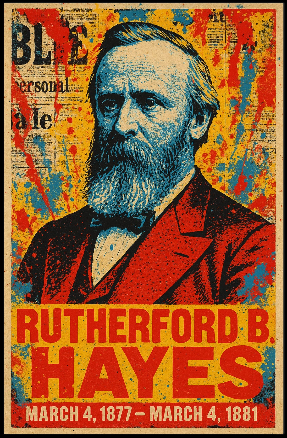 Rutherford B. Hayes 19th President of the United States Street Art Mashup Poster