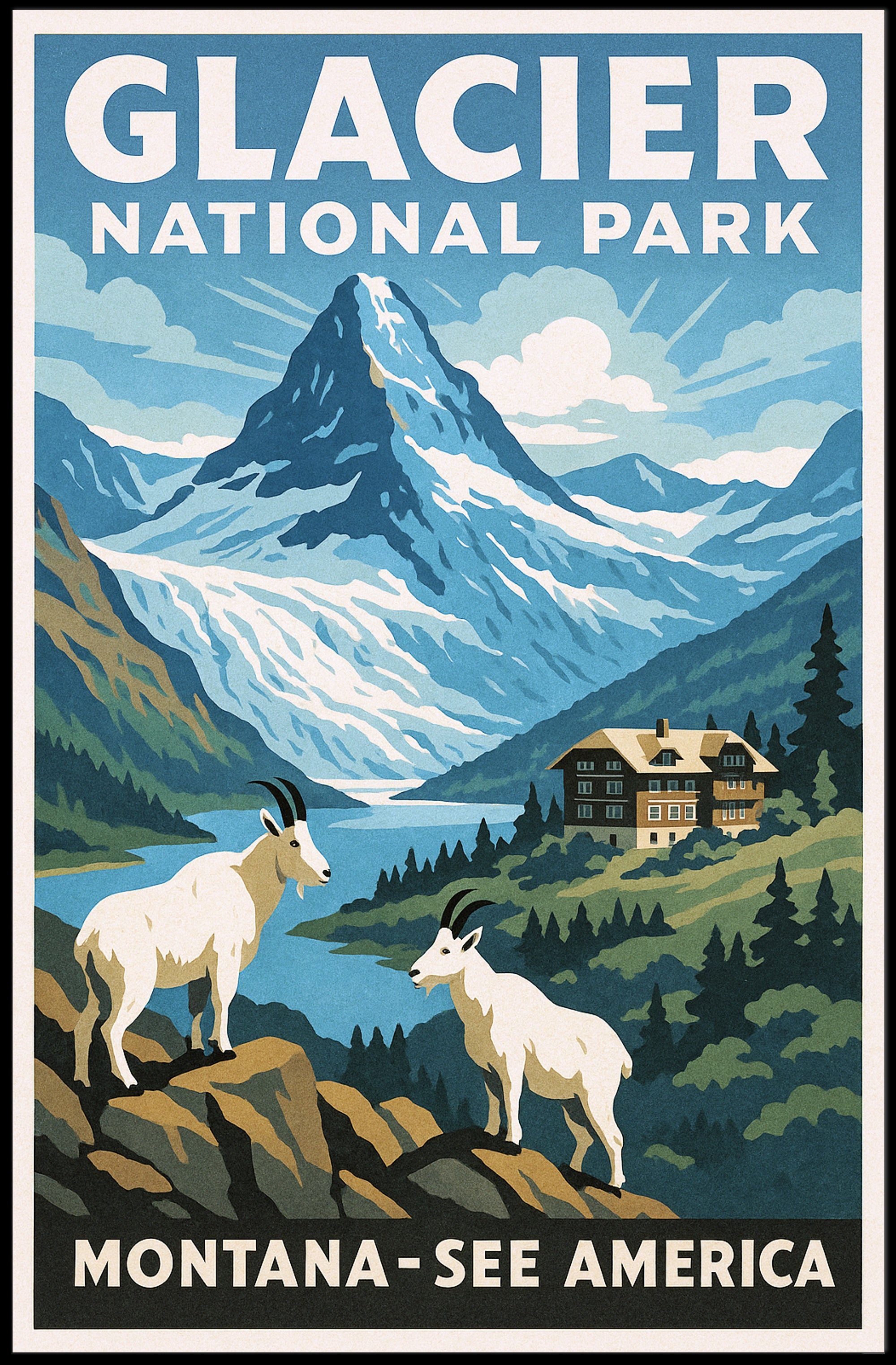Glacier National Park See America Poster PosterGoat