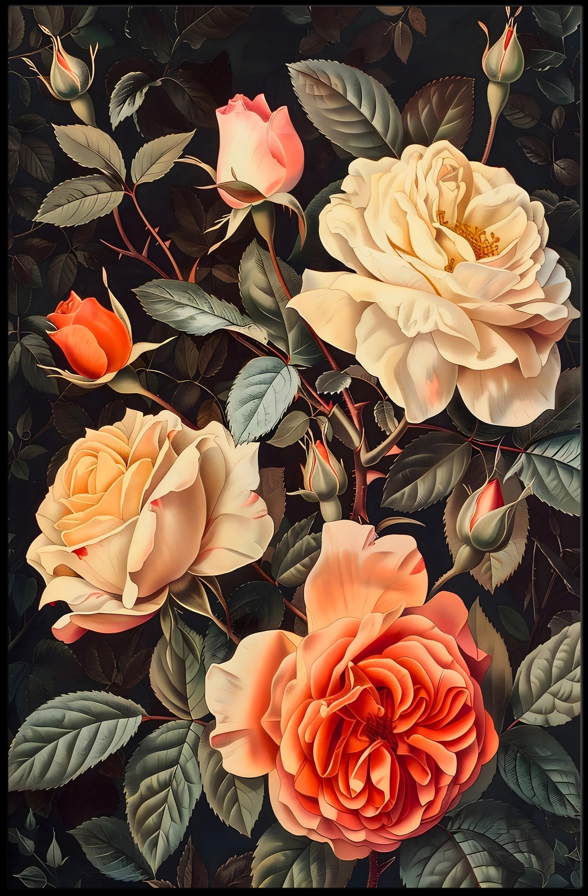 Elegant Floral Arrangement Botanical Art Print - Artistic Poster