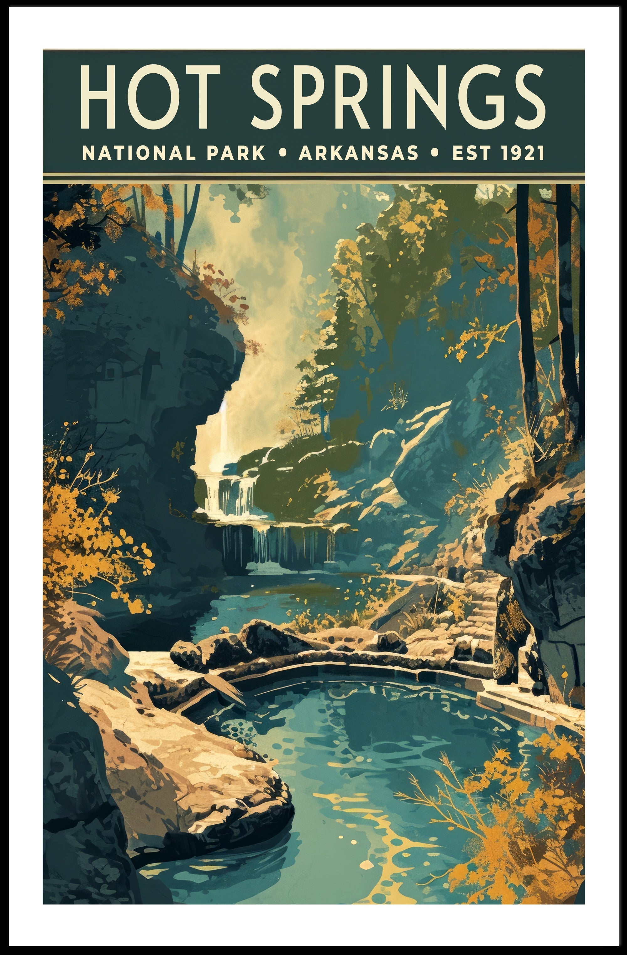 Hot Springs National Park Vintage Poster Print 1921
