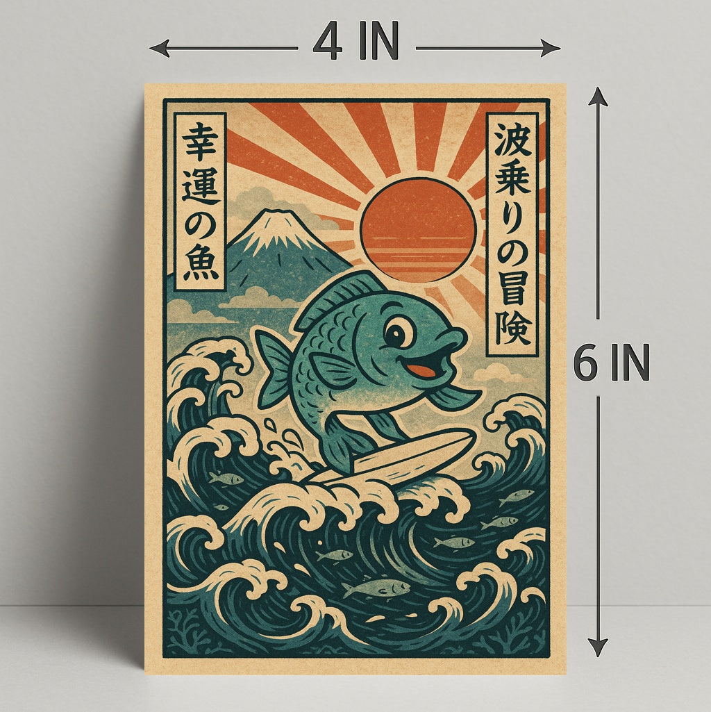 Surfing Fish Adventure Poster PosterGoat