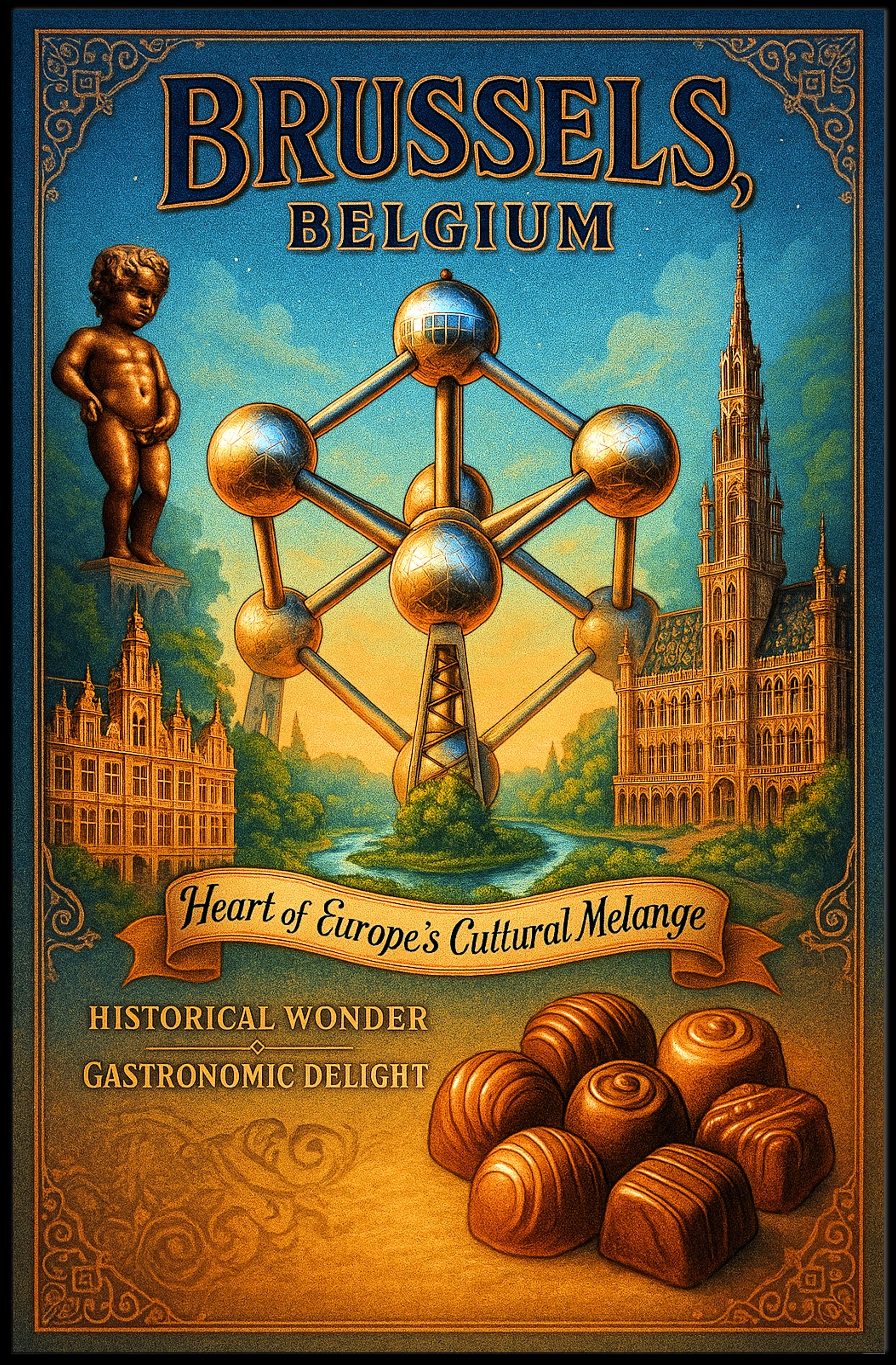 Brussels, Belgium Heart of Europe's Cultural Melange Poster