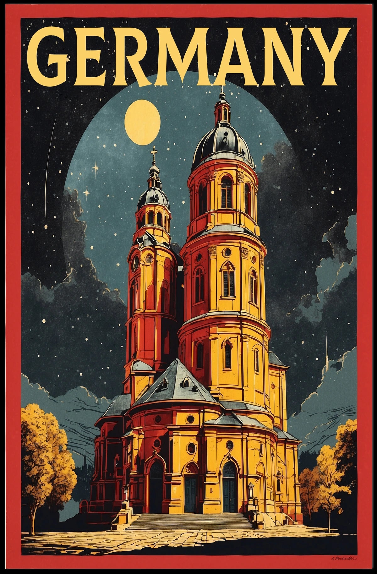 Germany Under the Moonlight Poster