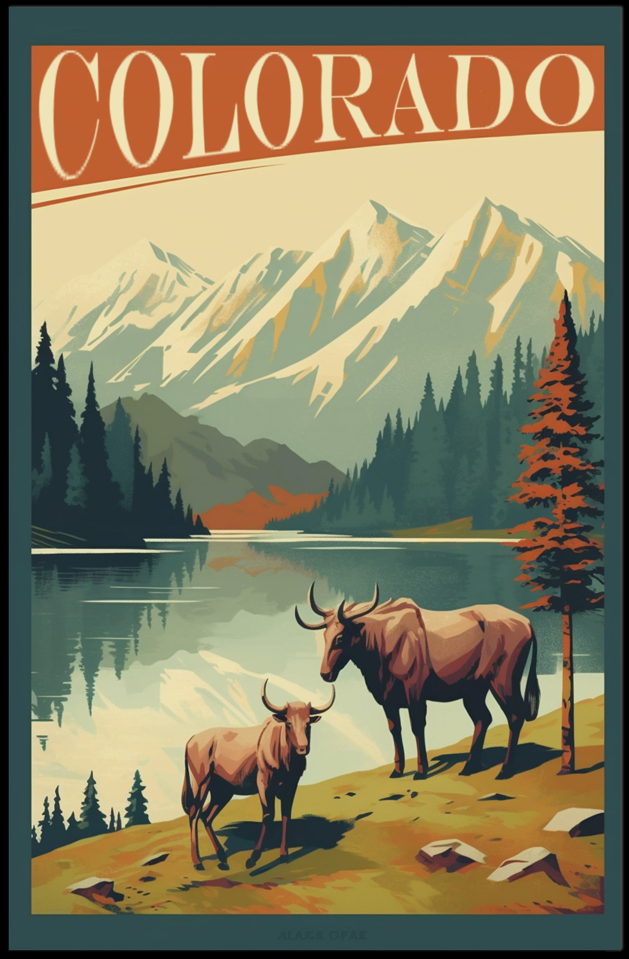 Colorado Bison Wilderness Adventure Travel Poster