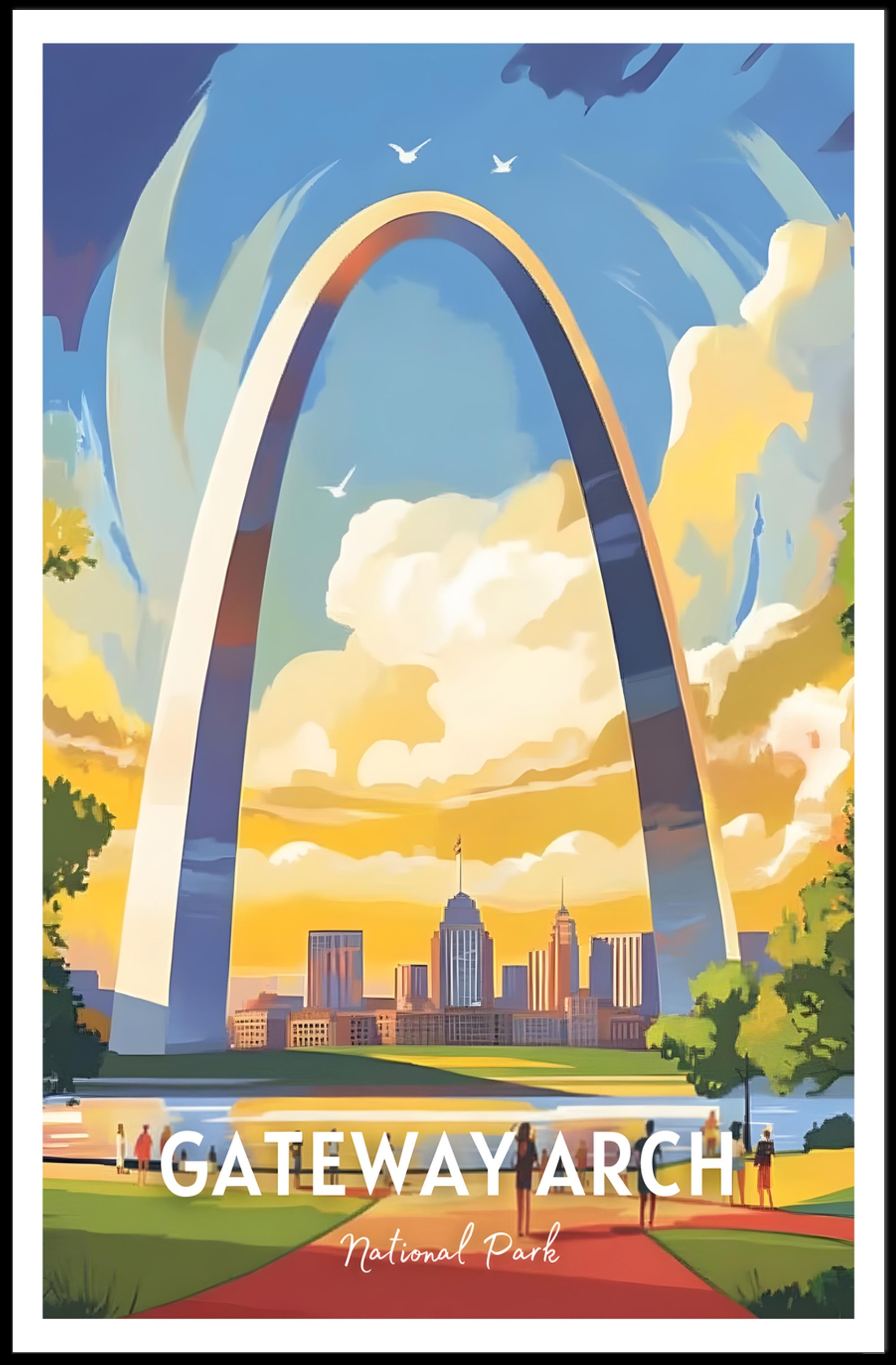 Gateway Arch Travel Poster Vintage Style Print