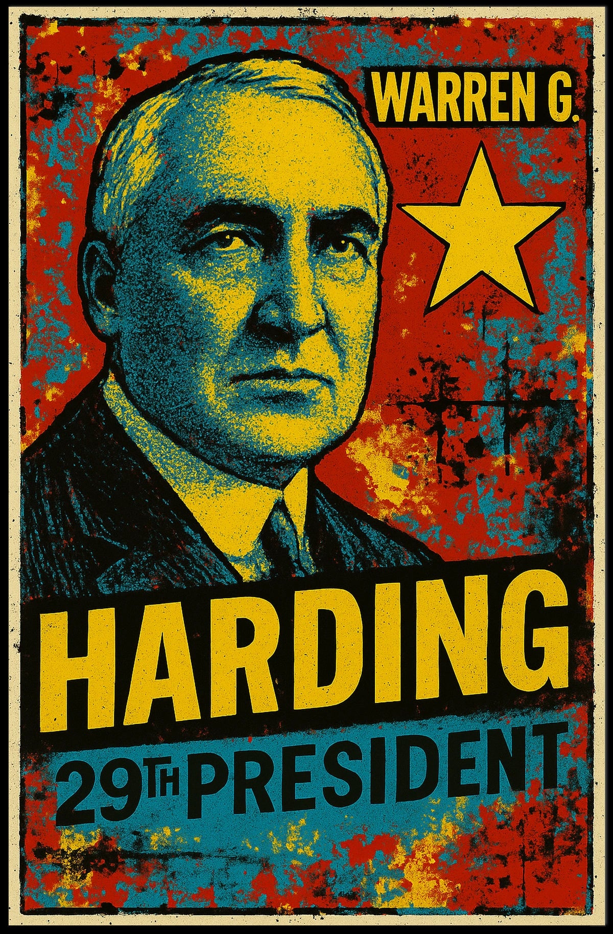 Warren G. Harding 29th President of the United States Graffiti Pop Art Poster