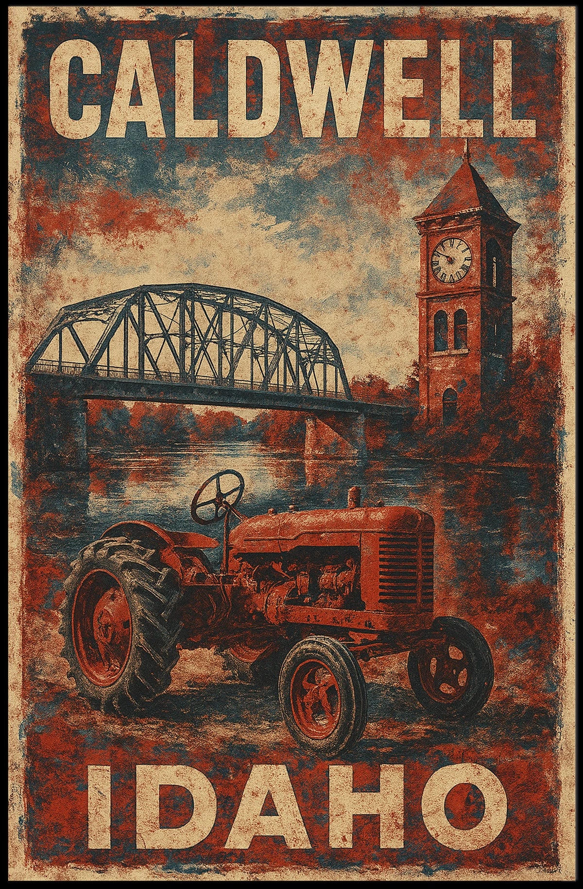 Caldwell Idaho Vintage Travel Wanderlust Poster