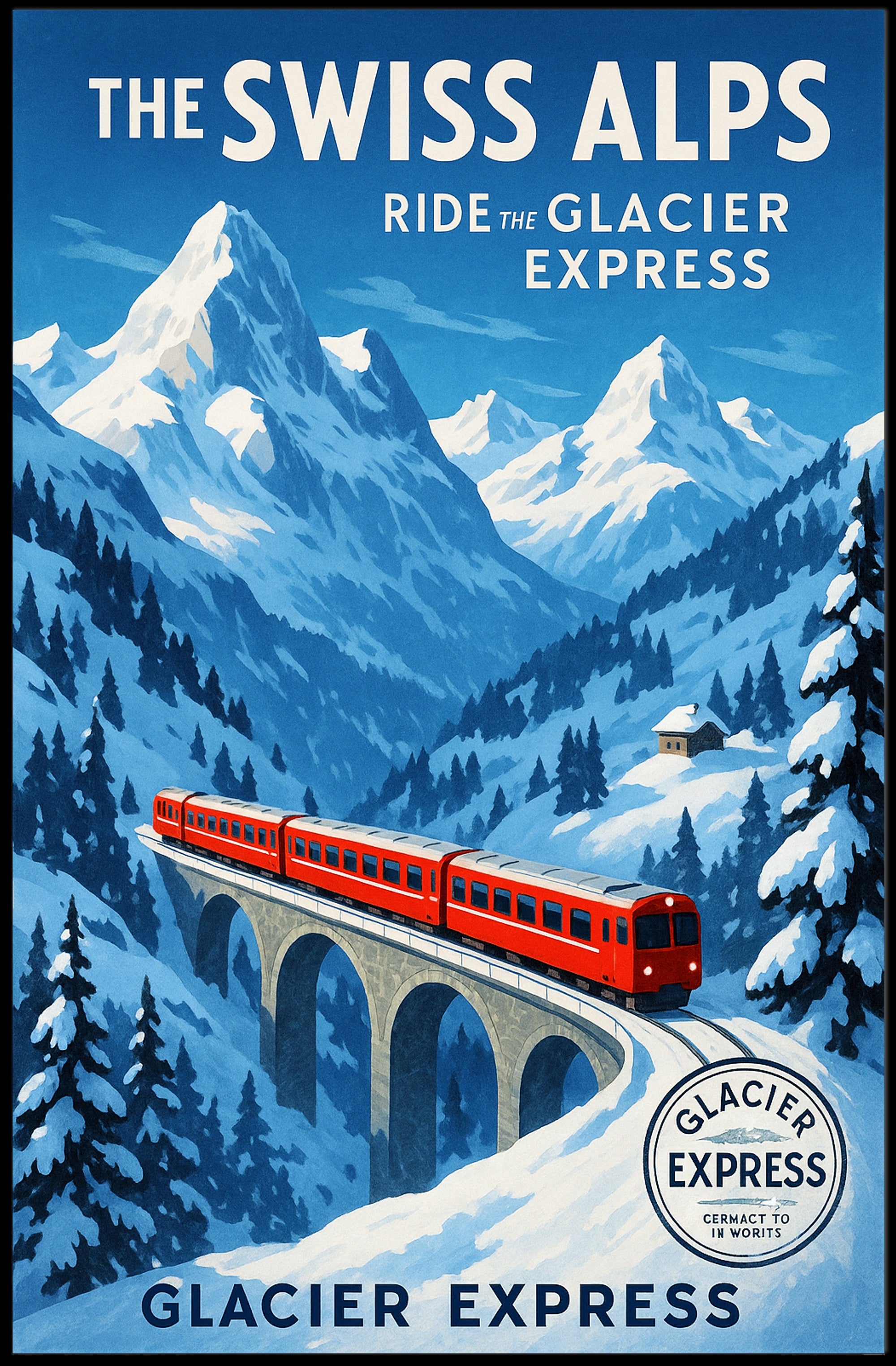 The Swiss Alps Glacier Express Adventure Poster PosterGoat