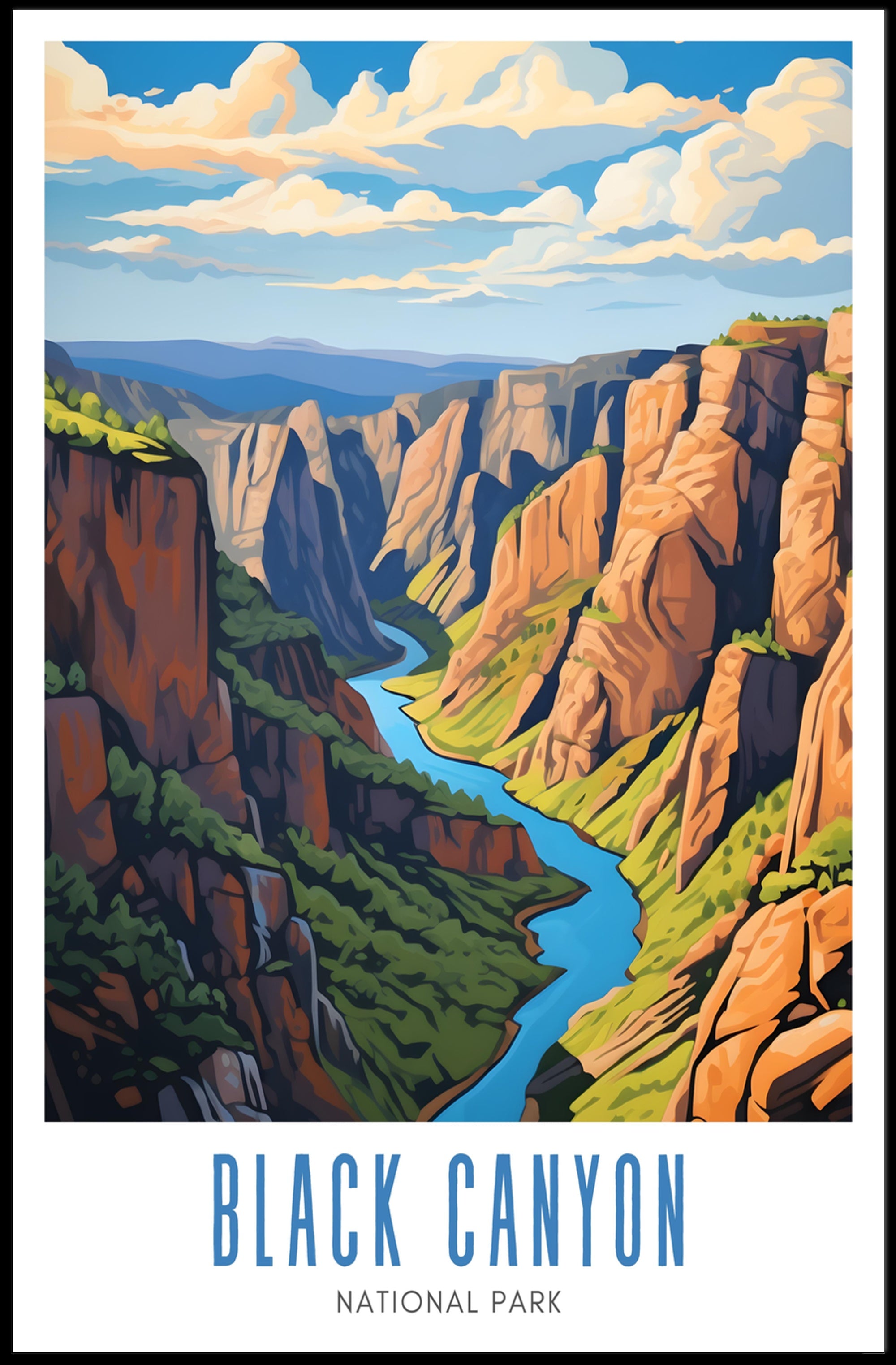 Black Canyon National Park Travel Poster Scenic Art Print