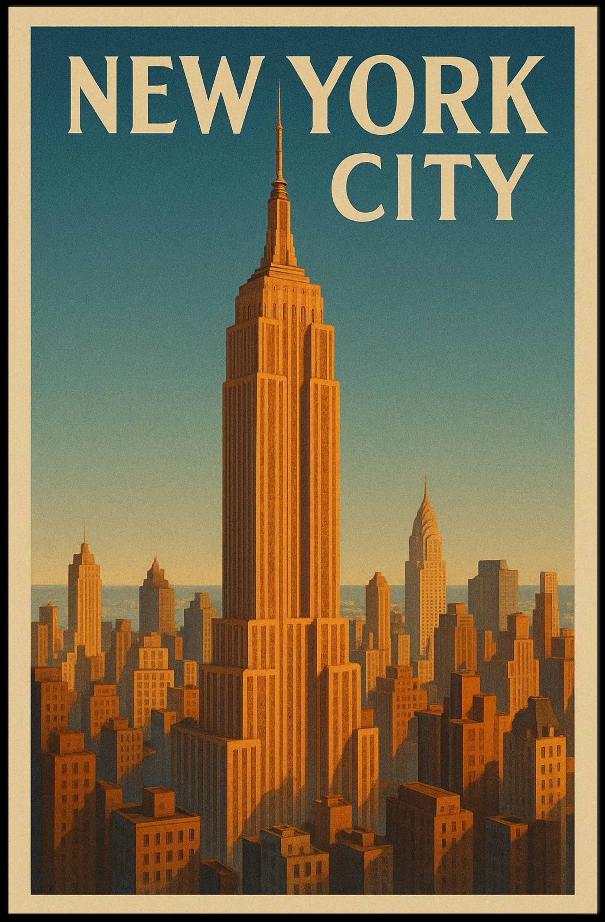 Empire State Building Vintage New York Travel Poster