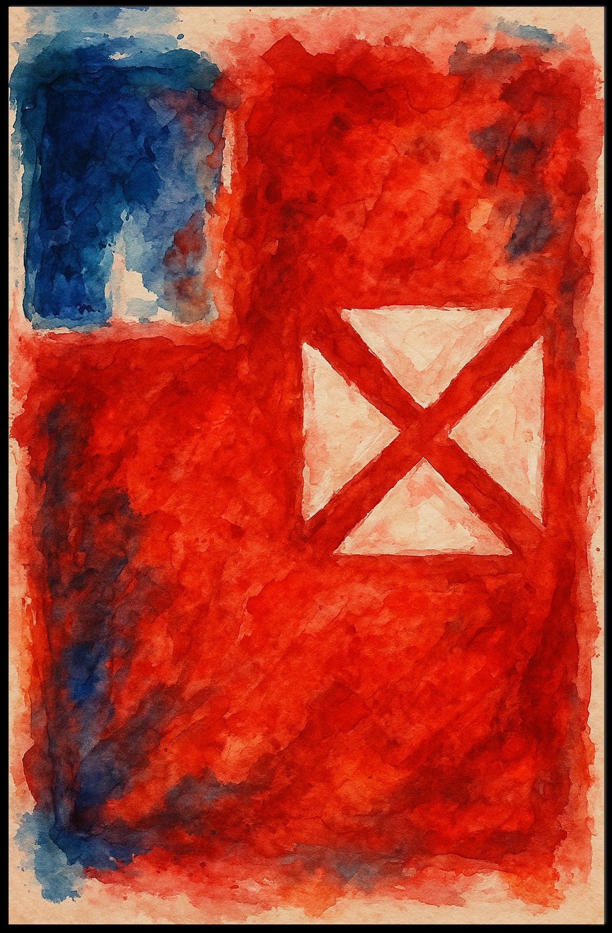 Abstract Red And Blue Composition Poster