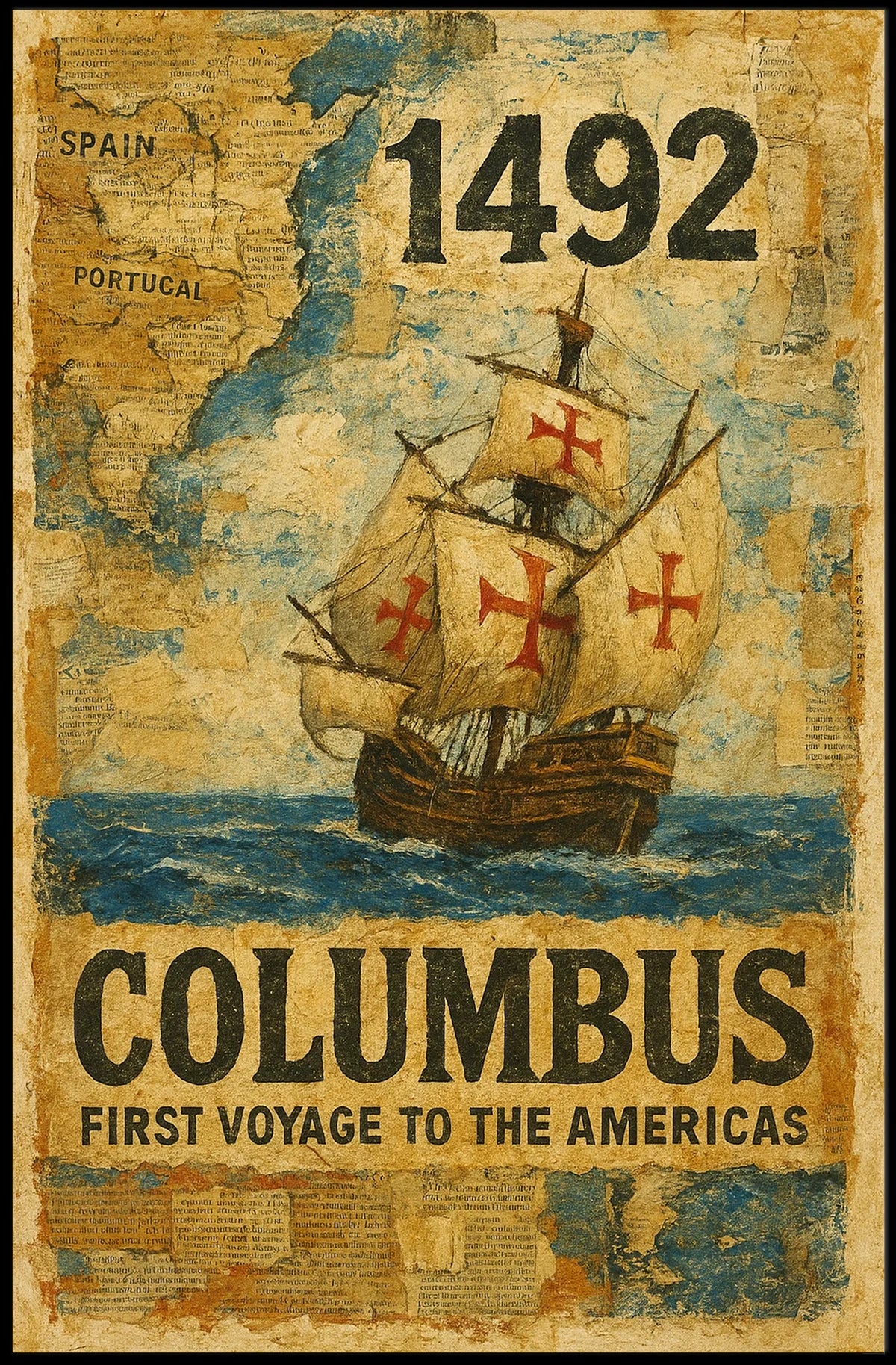 Columbus First Voyage to the Americas Poster