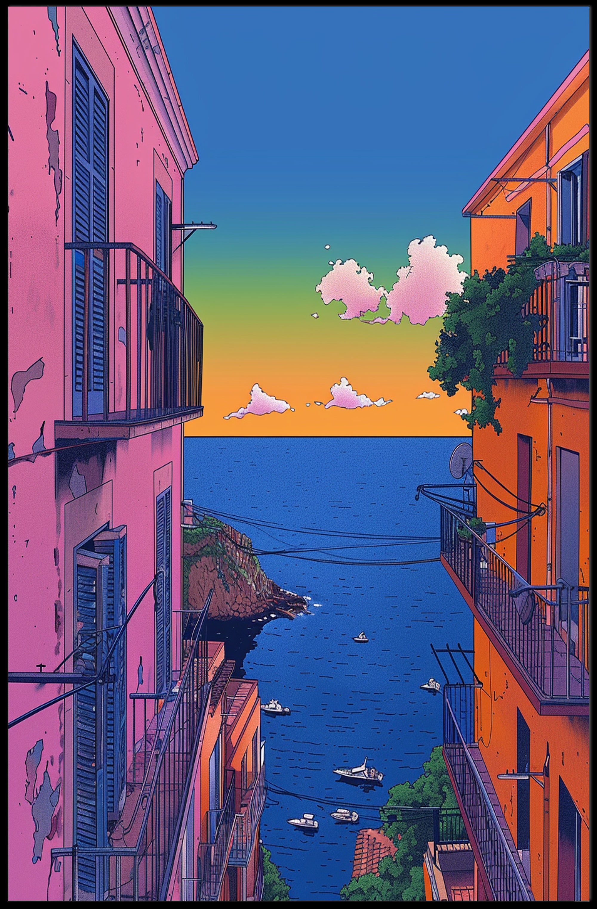 Coastal Sunset Serenity Art Print Poster PosterGoat