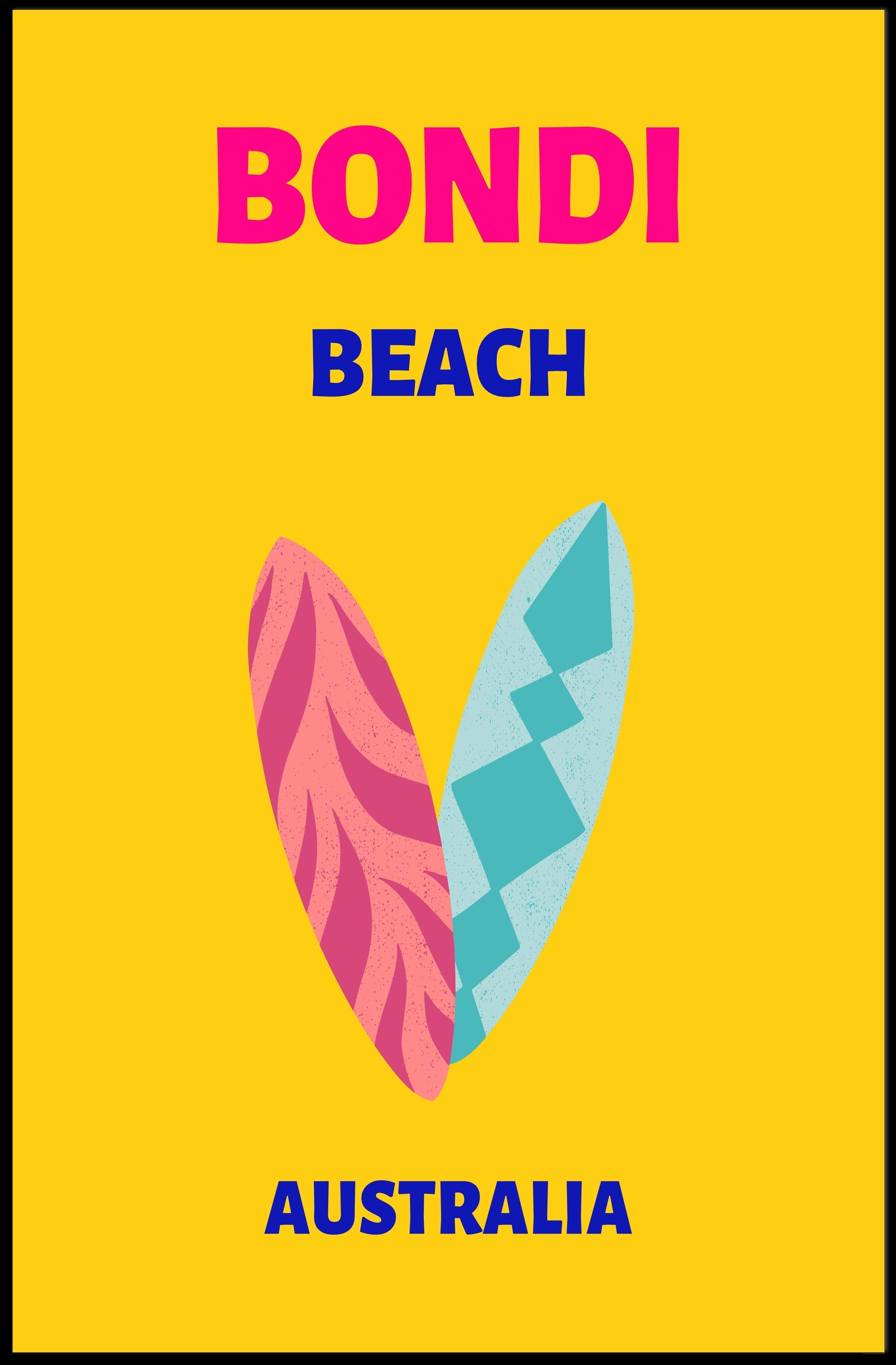 Bondi Beach Retreat Surfboards Travel Poster PosterGoat