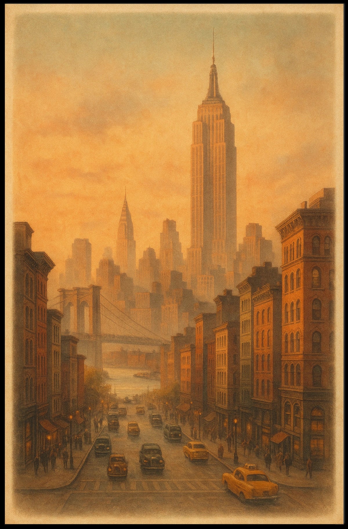 Vintage New York Cityscape Vintage Poster