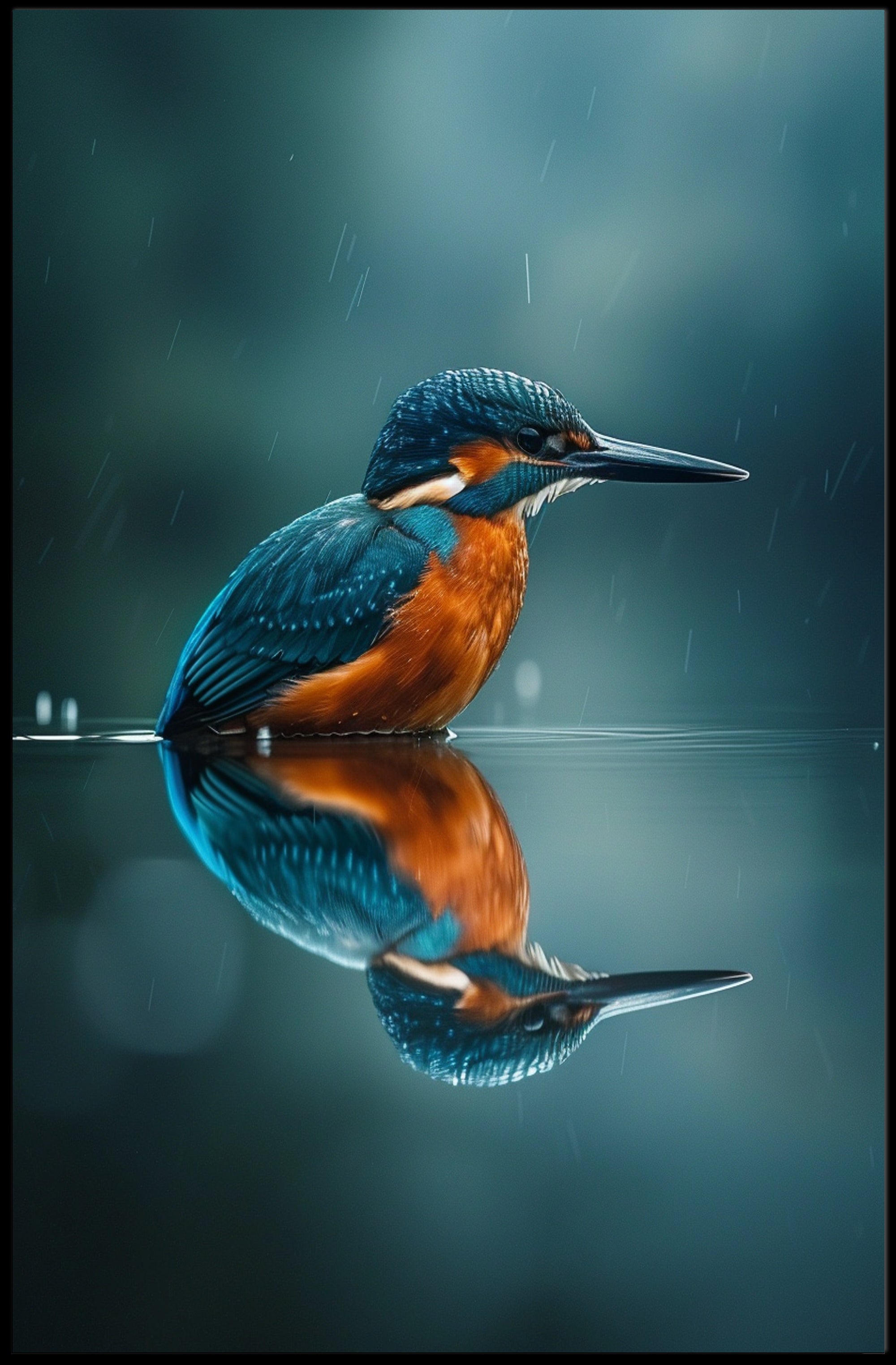 Kingfisher Bird Reflection Animal Poster PosterGoat