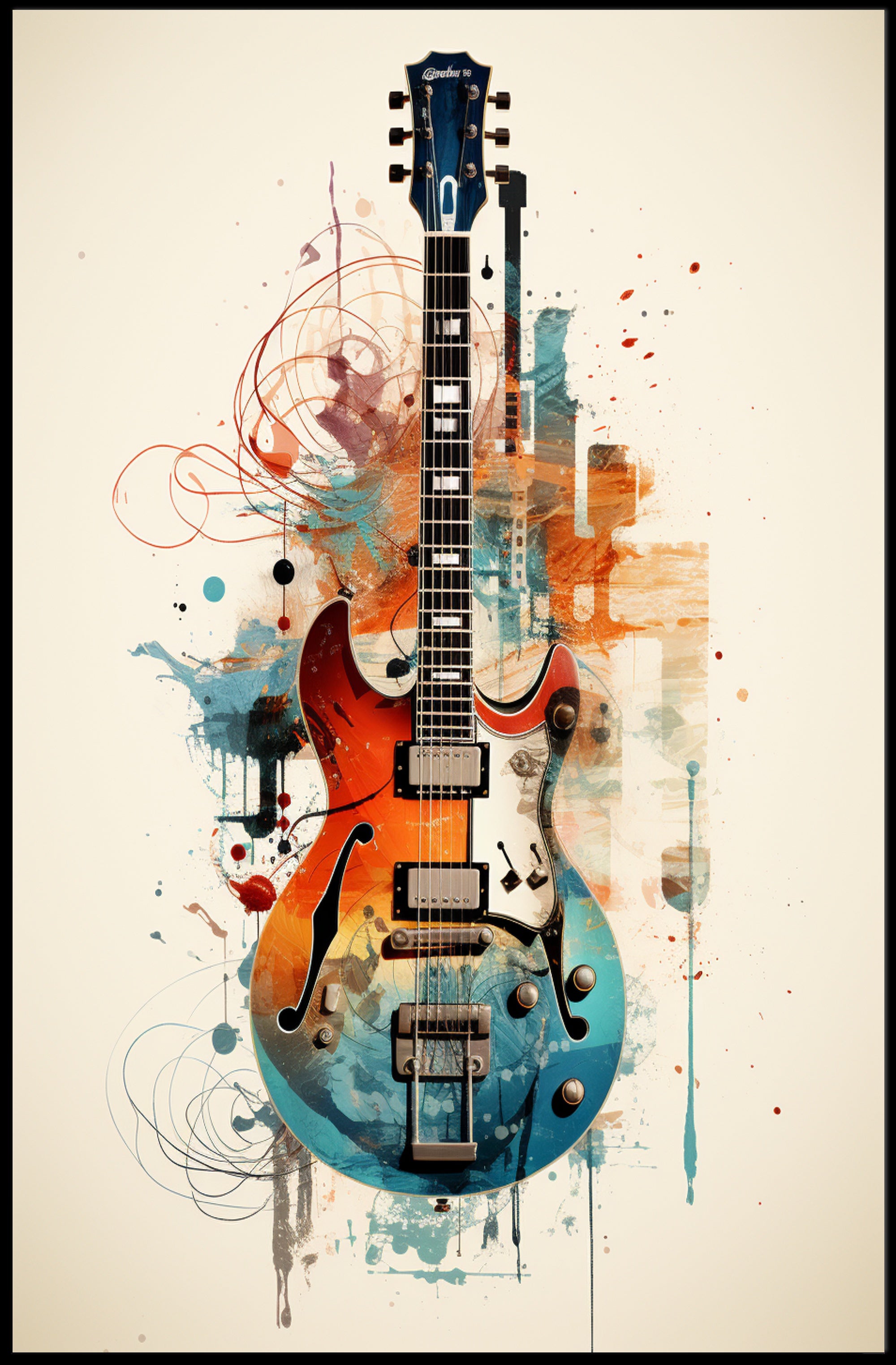 Vibrant Guitar Art Poster