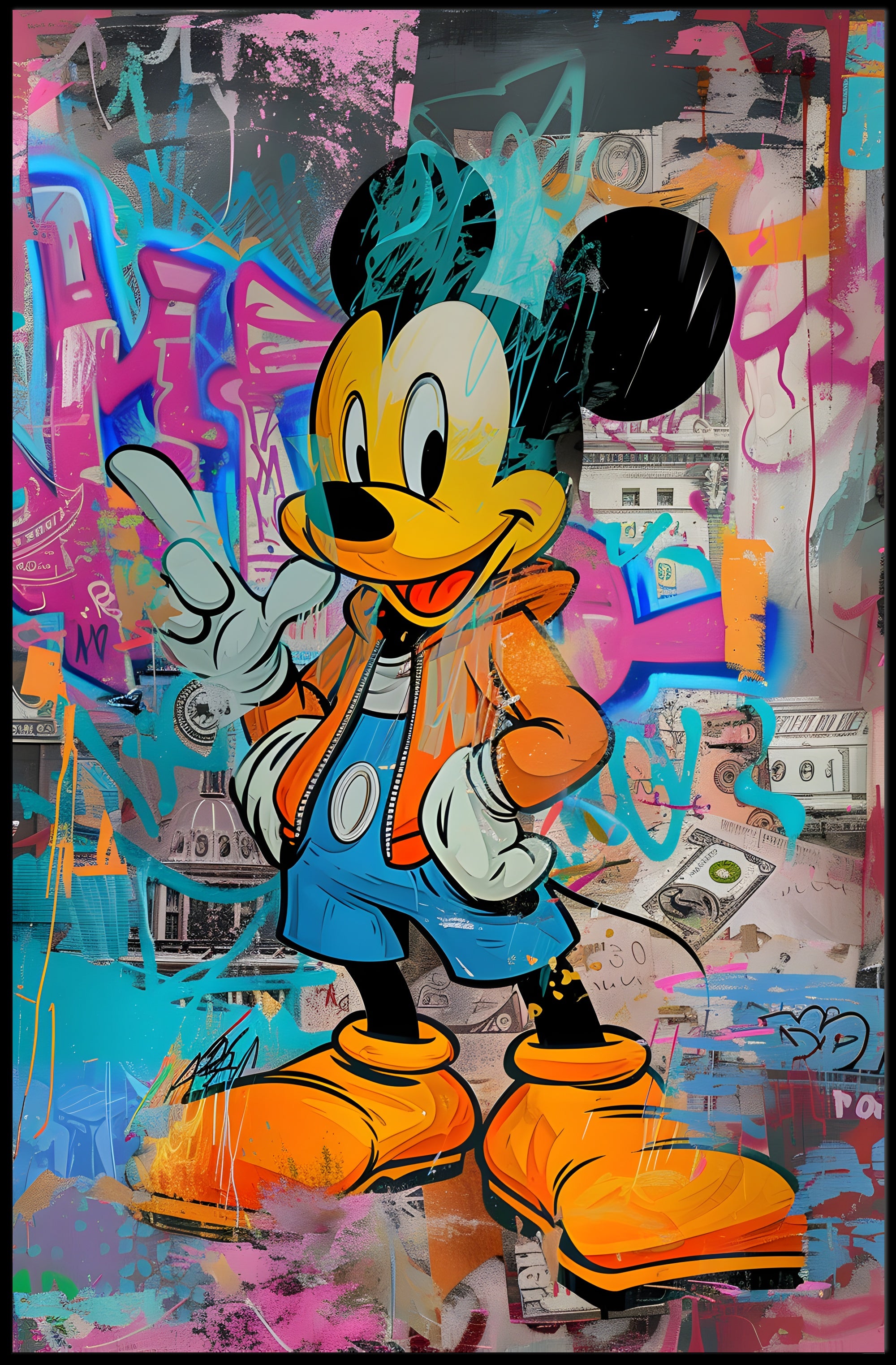 Cartoon Mouse in Urban Street Art Pop Culture Poster