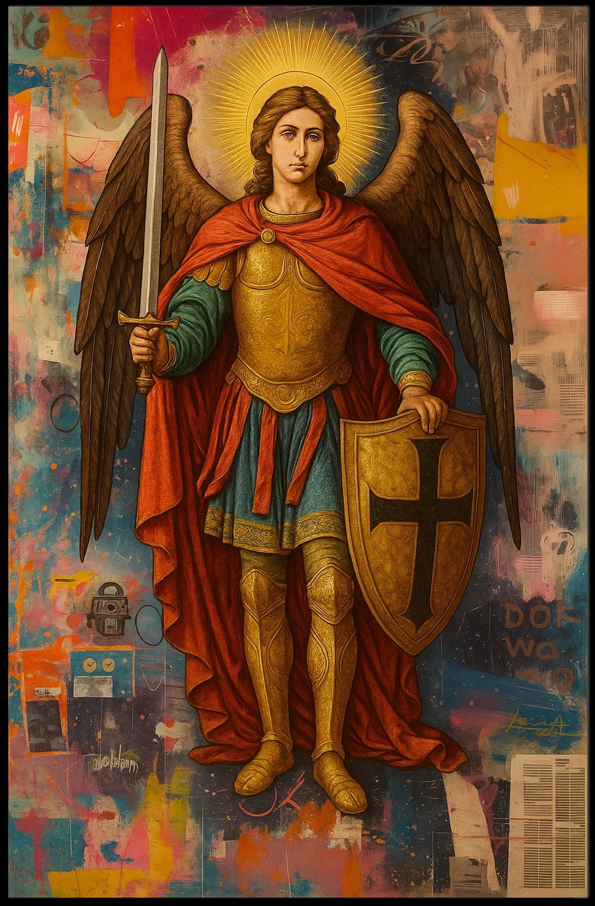 Warrior Angel Medieval Art Poster - Abstract, Artistic, or Pop Culture Poster