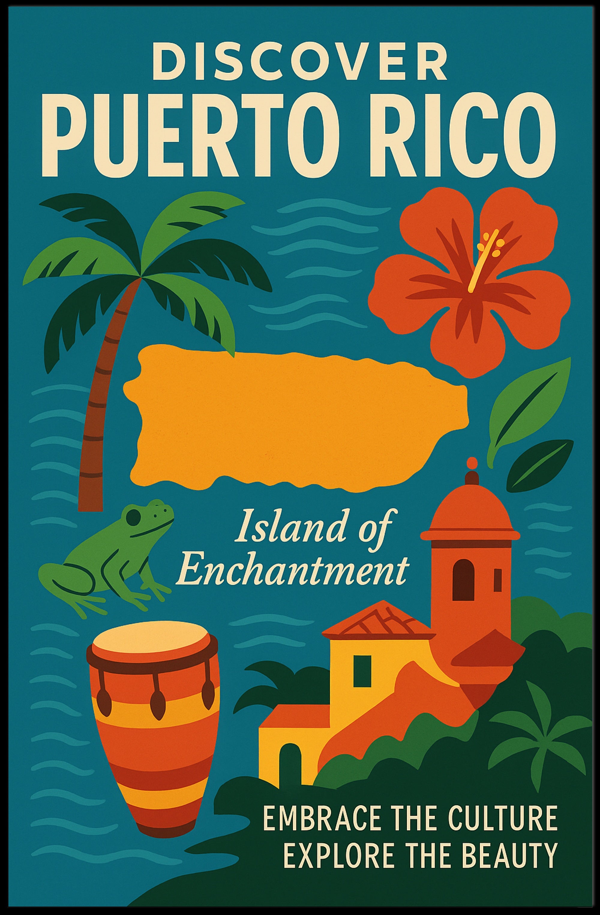 Puerto Rico Travel Adventure: Tropical & Cultural Heritage Travel Poster