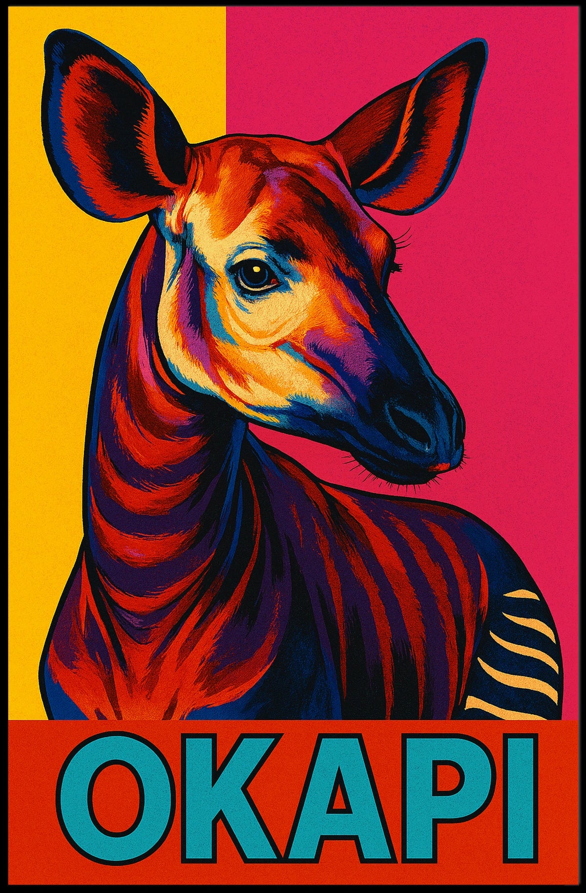 Vibrant Okapi Portrait Poster