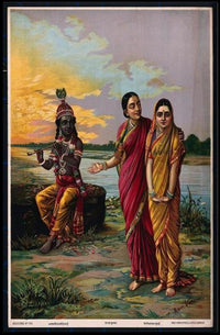 Serene Riverbank Encounter Poster PosterGoat