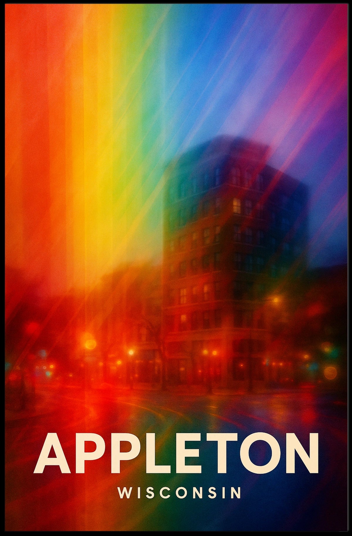 Appleton Vibrant Nightscape Abstract Expressionism Poster