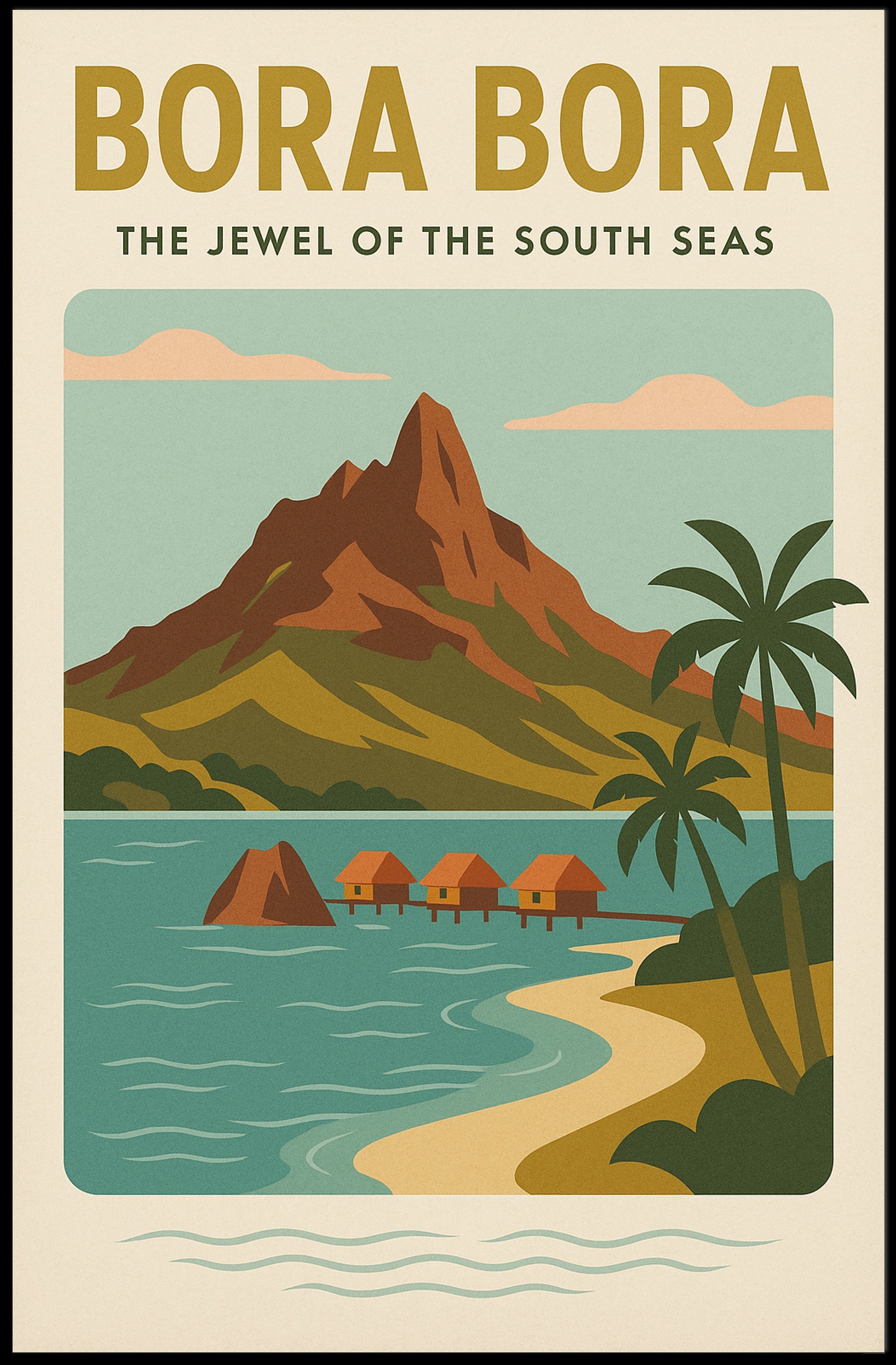 Bora Bora Serene Getaway Vintage Travel Poster PosterGoat