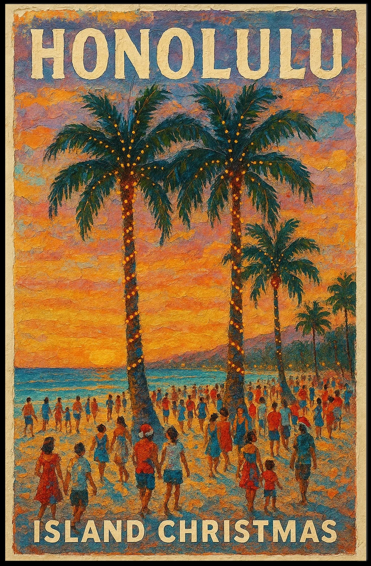Honolulu Island Christmas Poster