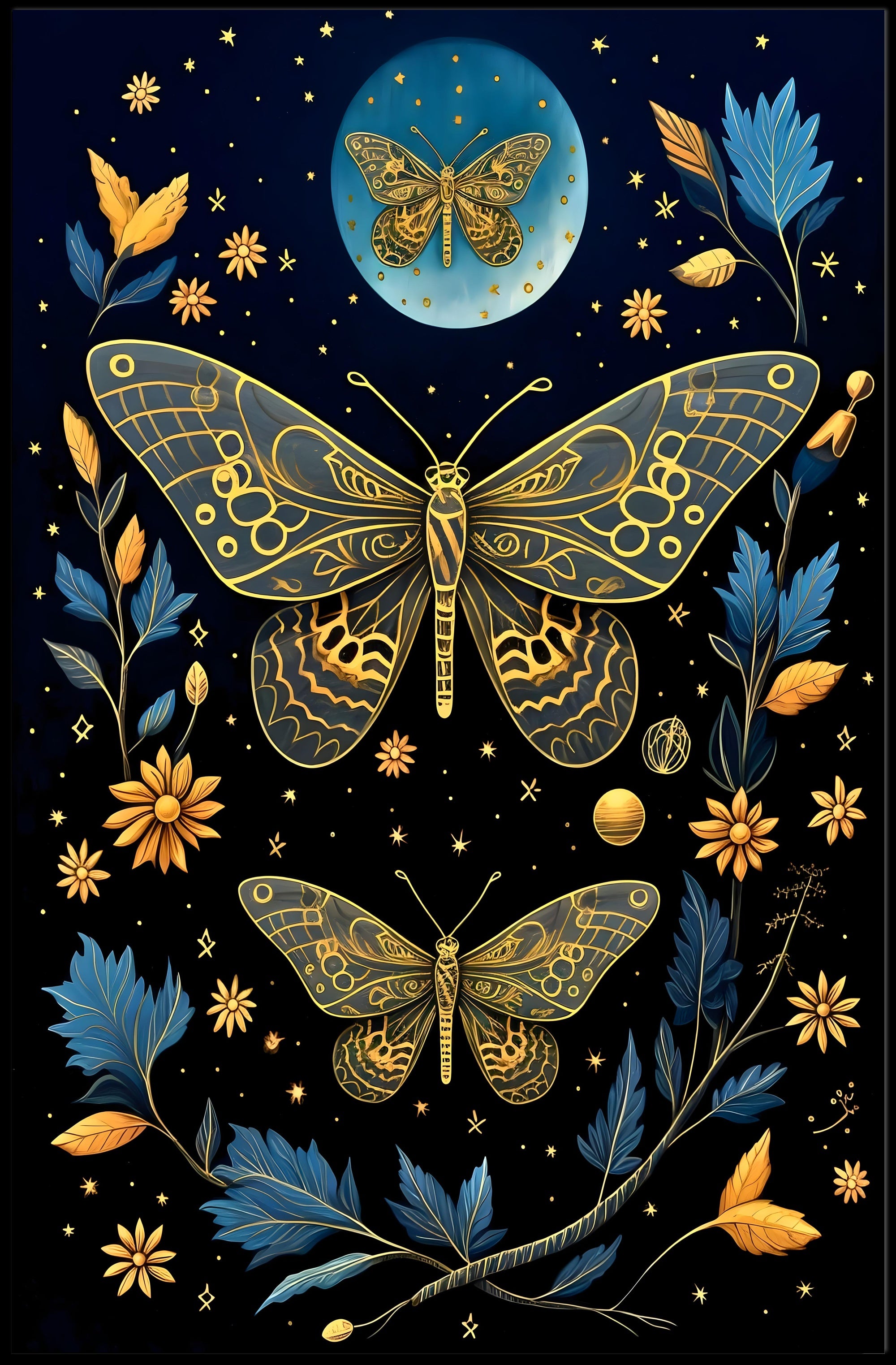 Ethereal Moths in Nature-Inspired Artistic Poster