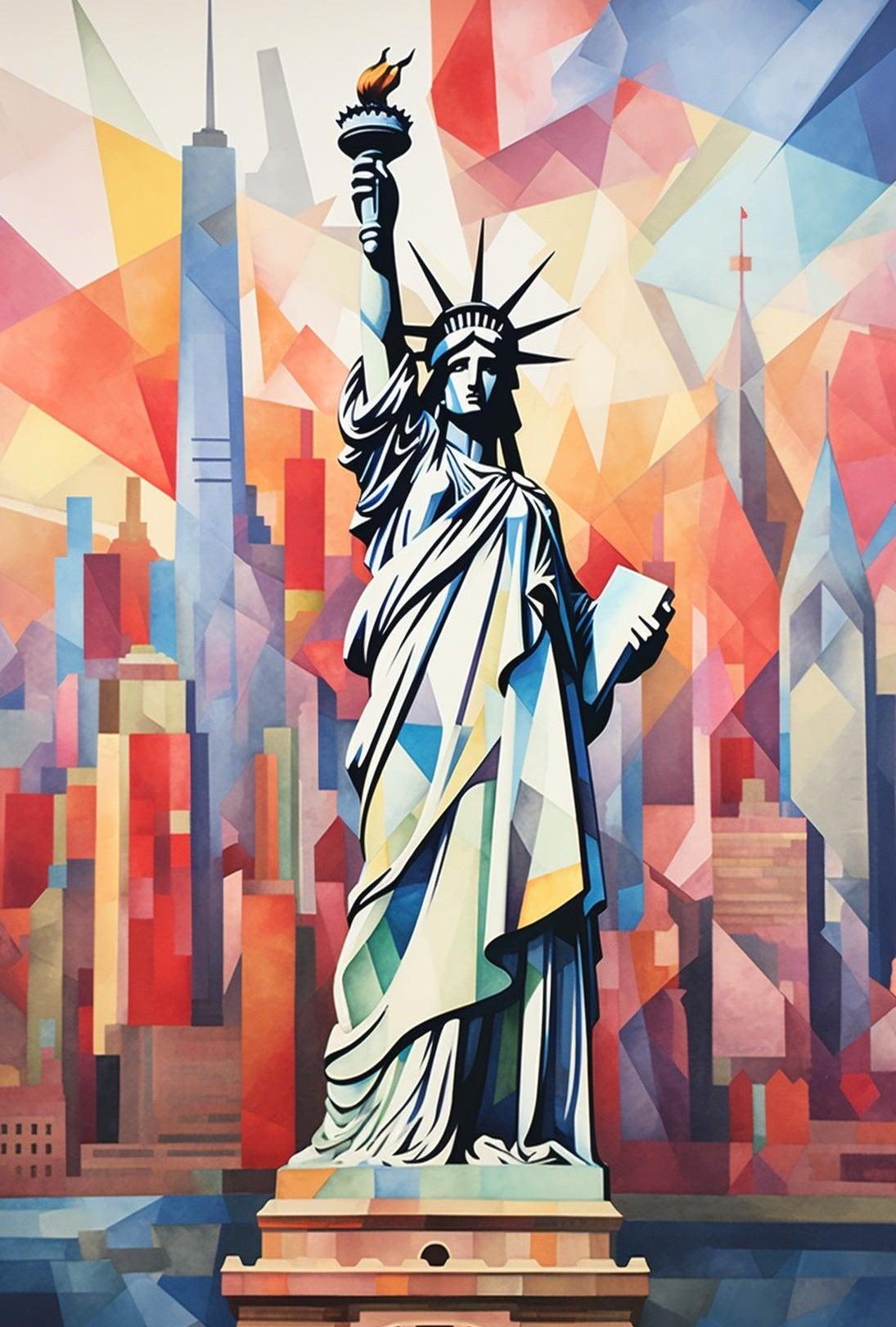 Statue of Liberty Geometric New York Artistic Poster