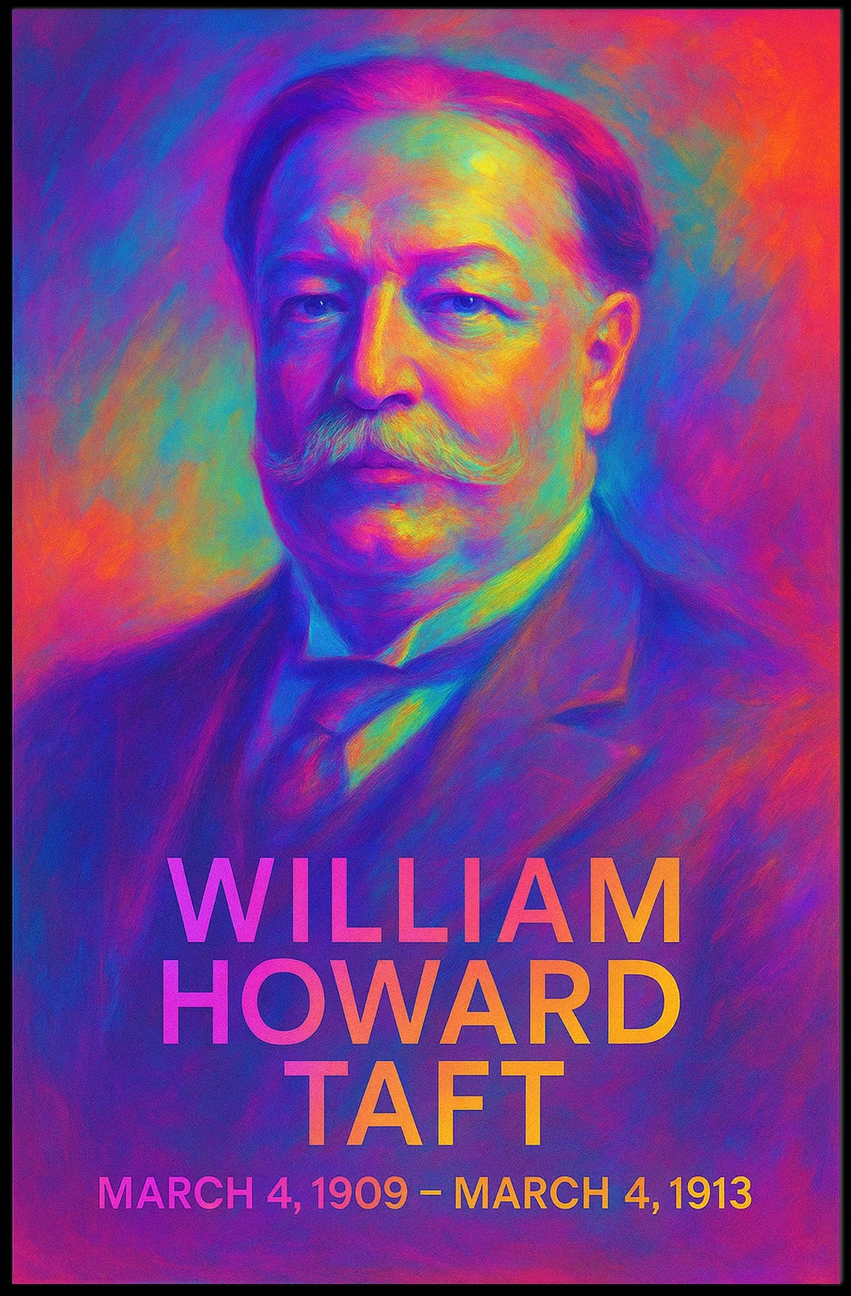 William Howard Taft 27th President of the United States Neon Gradient Overlay Poster