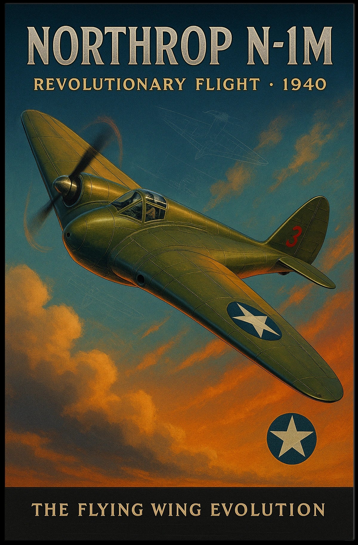 Northrop N-1M 1940 Aviation Art Poster Print
