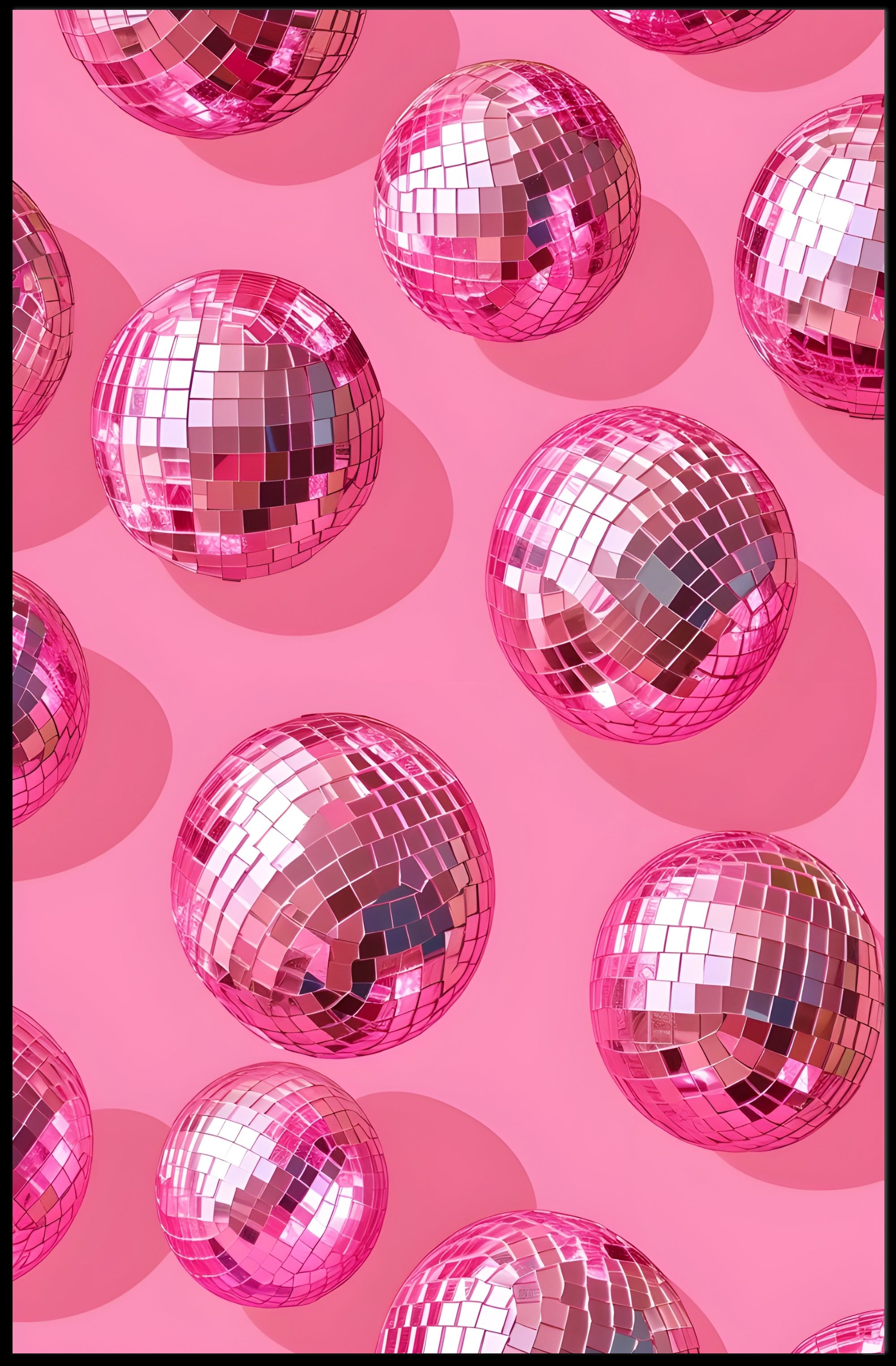 Pink Disco Balls Pattern Art Print - Abstract or Artistic Poster PosterGoat