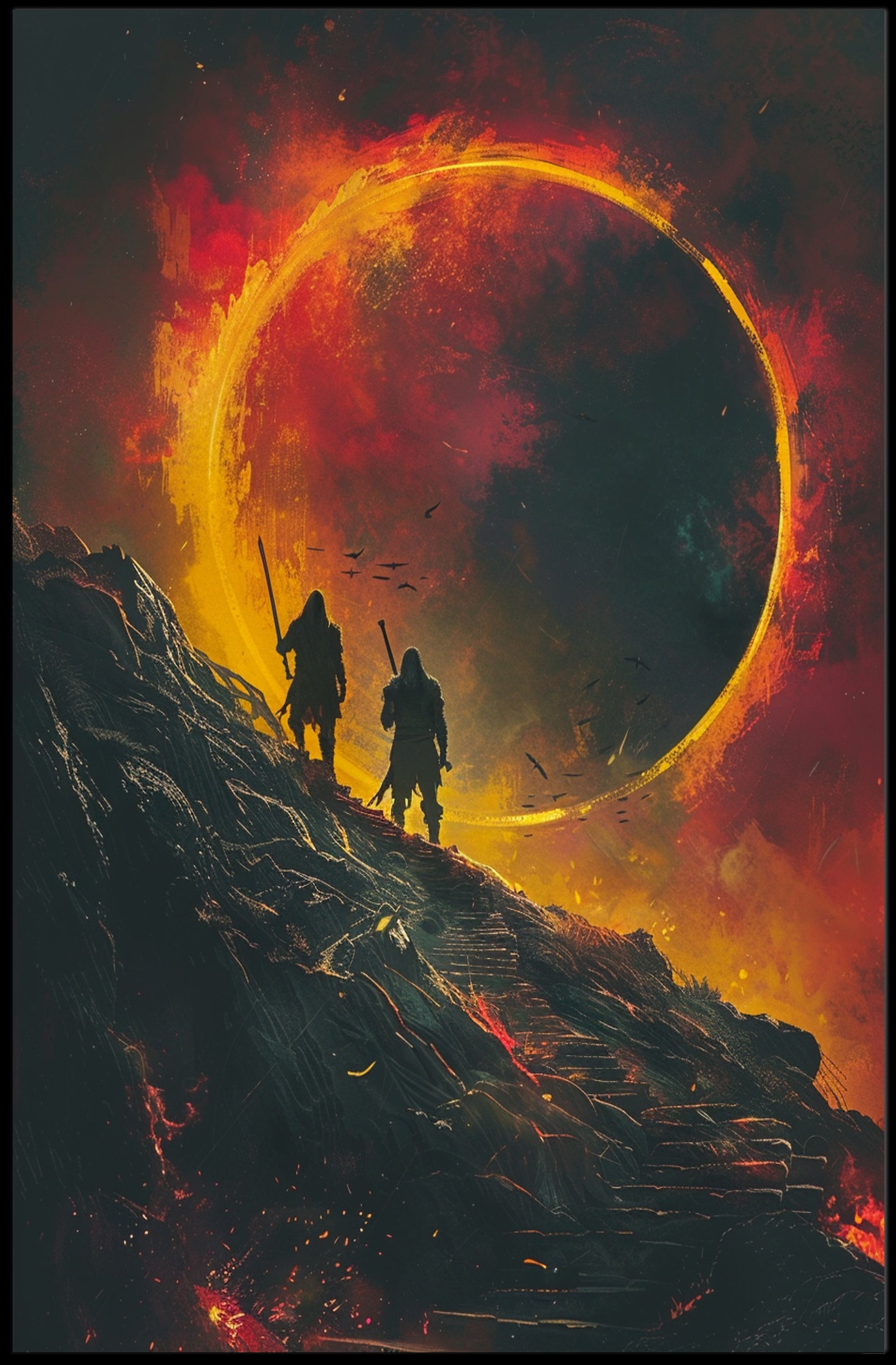 Epic Medieval Adventure in Fiery Fantasy Poster PosterGoat
