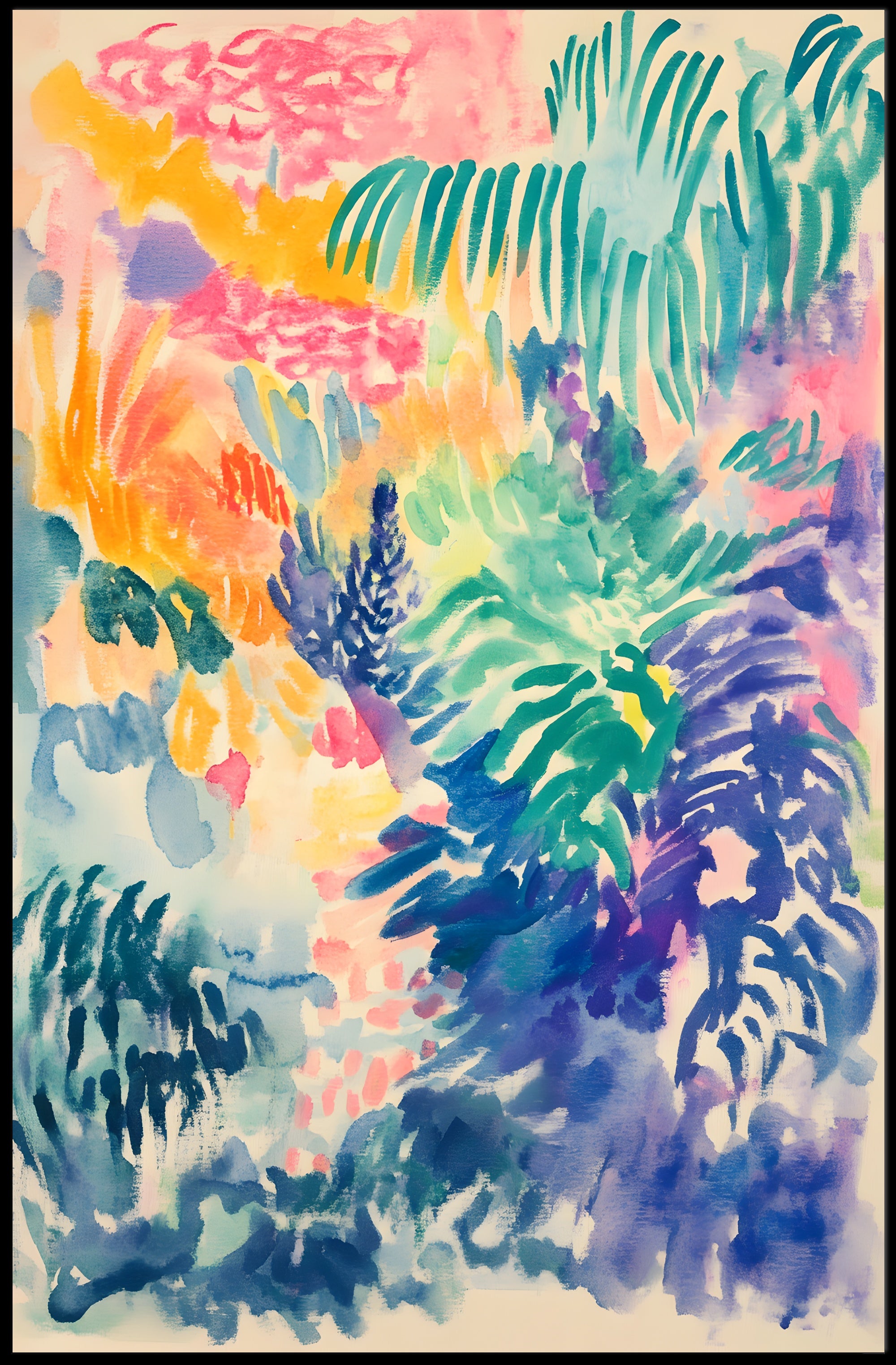 Lush Tropical Paradise Abstract Artwork Poster