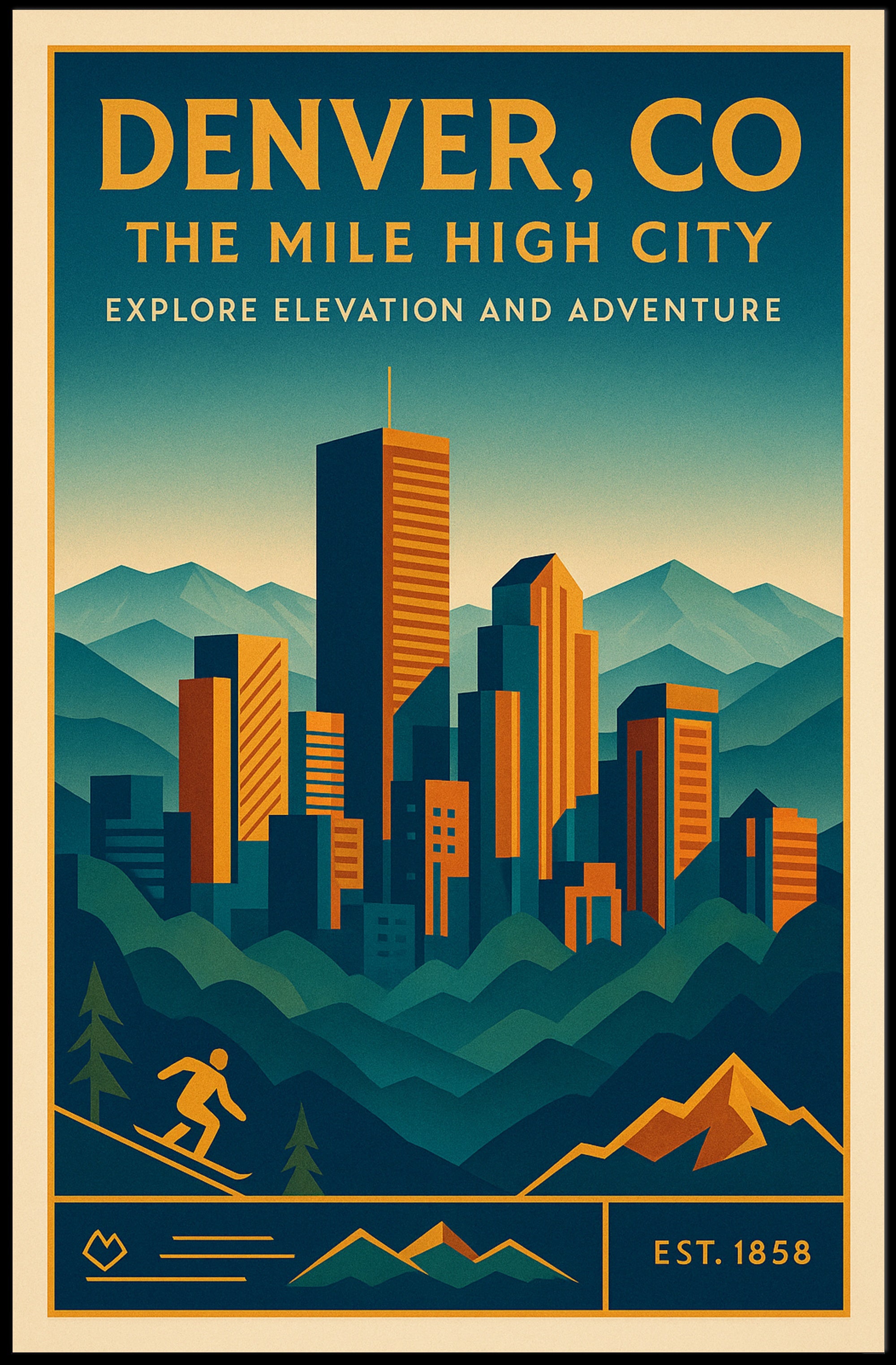 Denver CO The Mile High City Poster Print PosterGoat