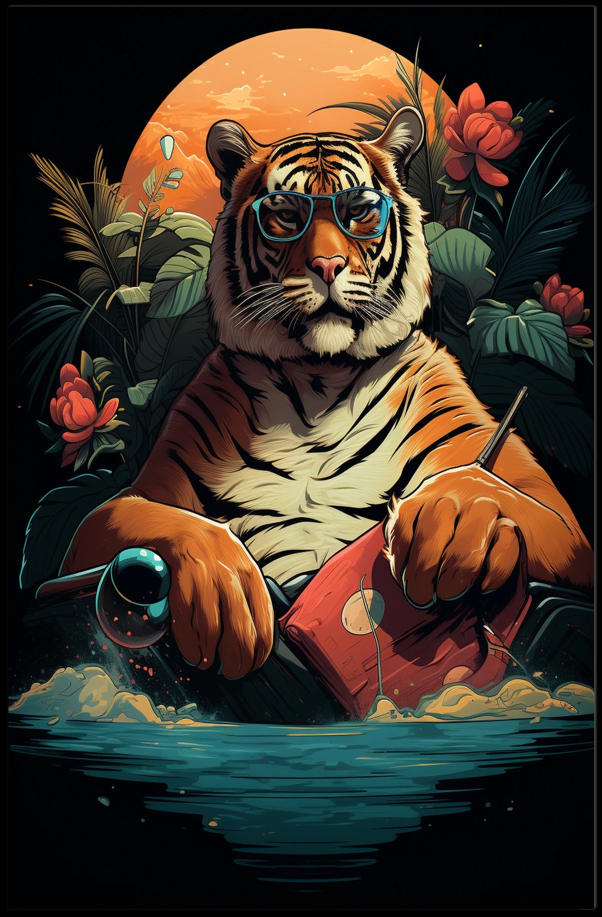 Cool Sunglasses Tiger Art Print Animal Poster
