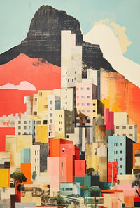 Vibrant Abstract Cityscape with Mountains Artistic Poster