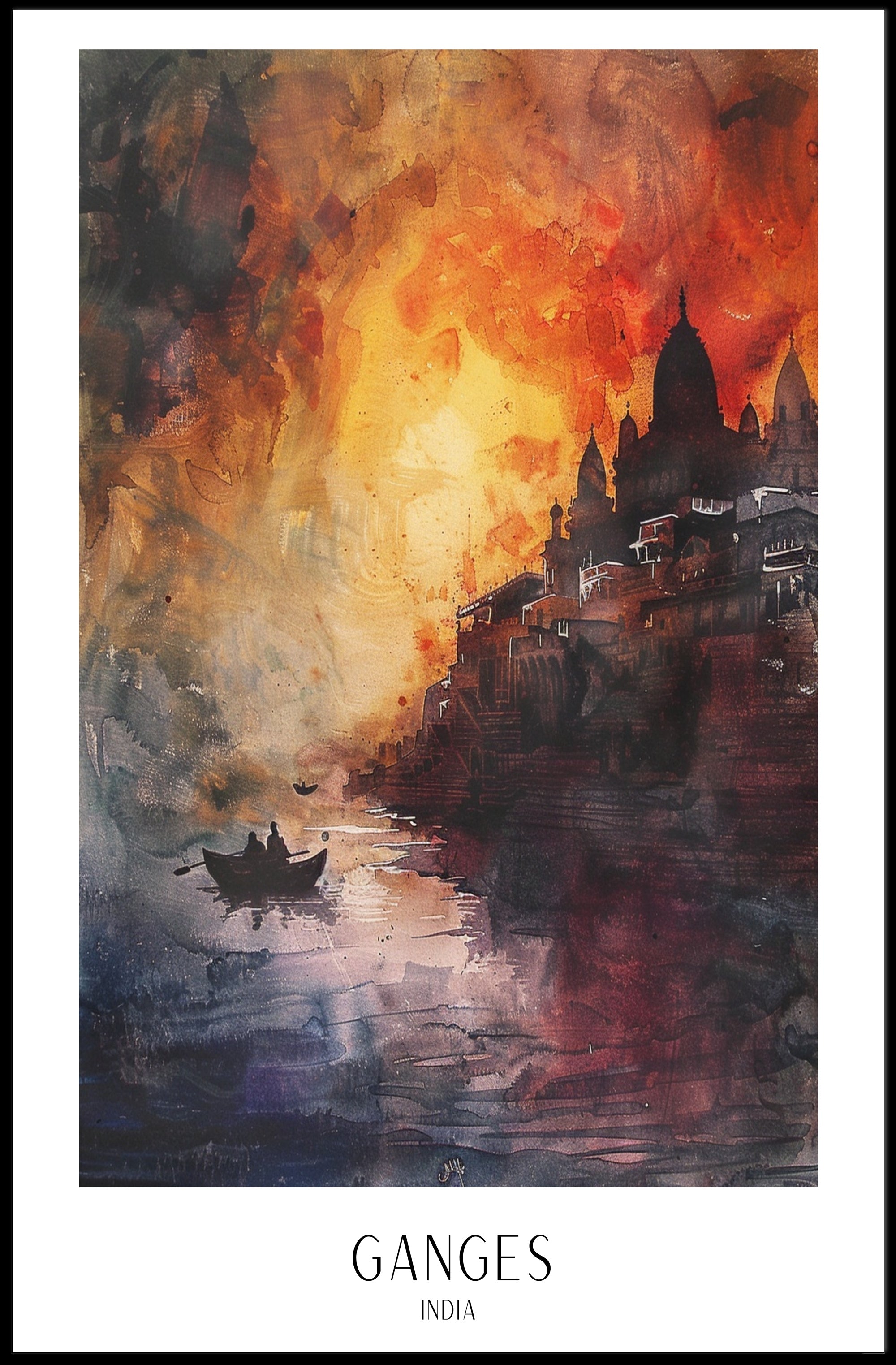 Ganges at Sunset Poster PosterGoat