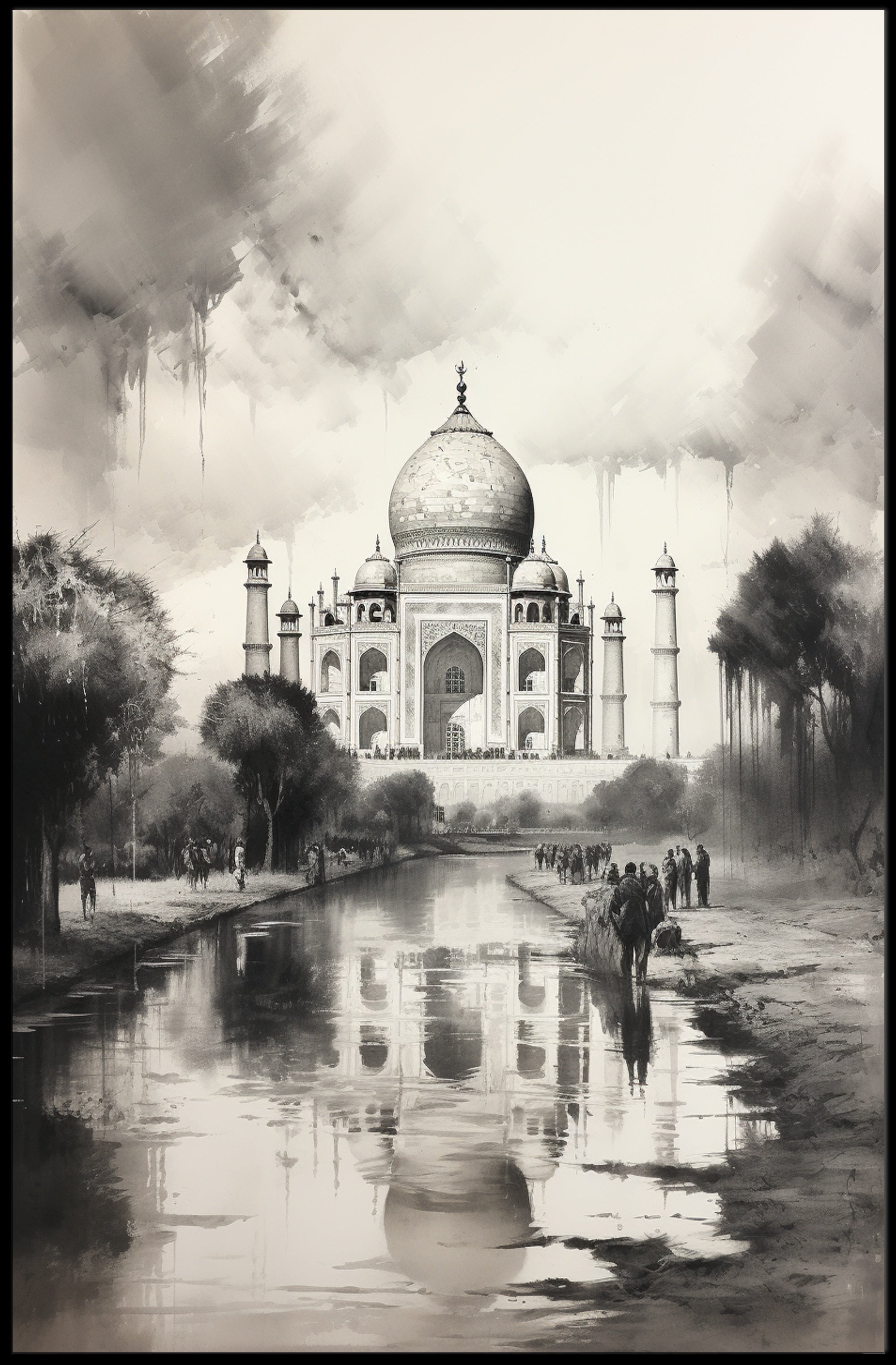 Majestic Reflections Of The Taj Mahal Poster