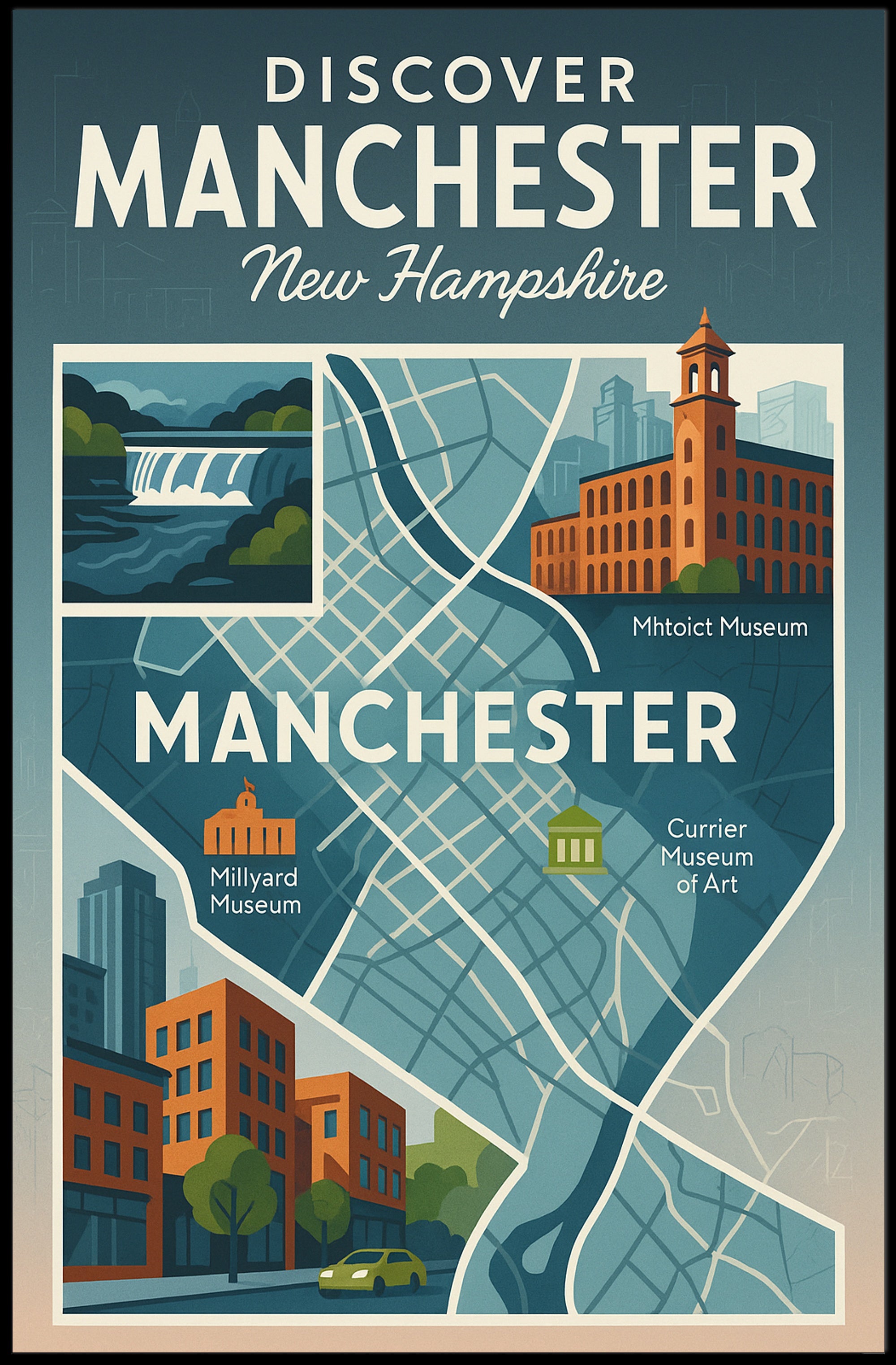 Discover Manchester, New Hampshire Poster PosterGoat