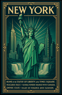 New York City Poster Vintage Travel Landmark Wall Art