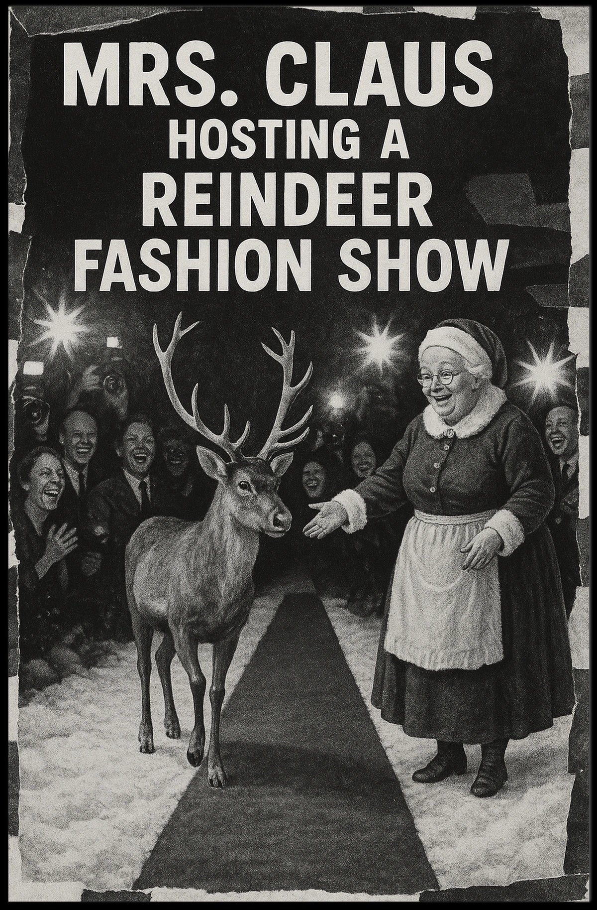 Whimsical Mrs. Claus Vintage Christmas Poster