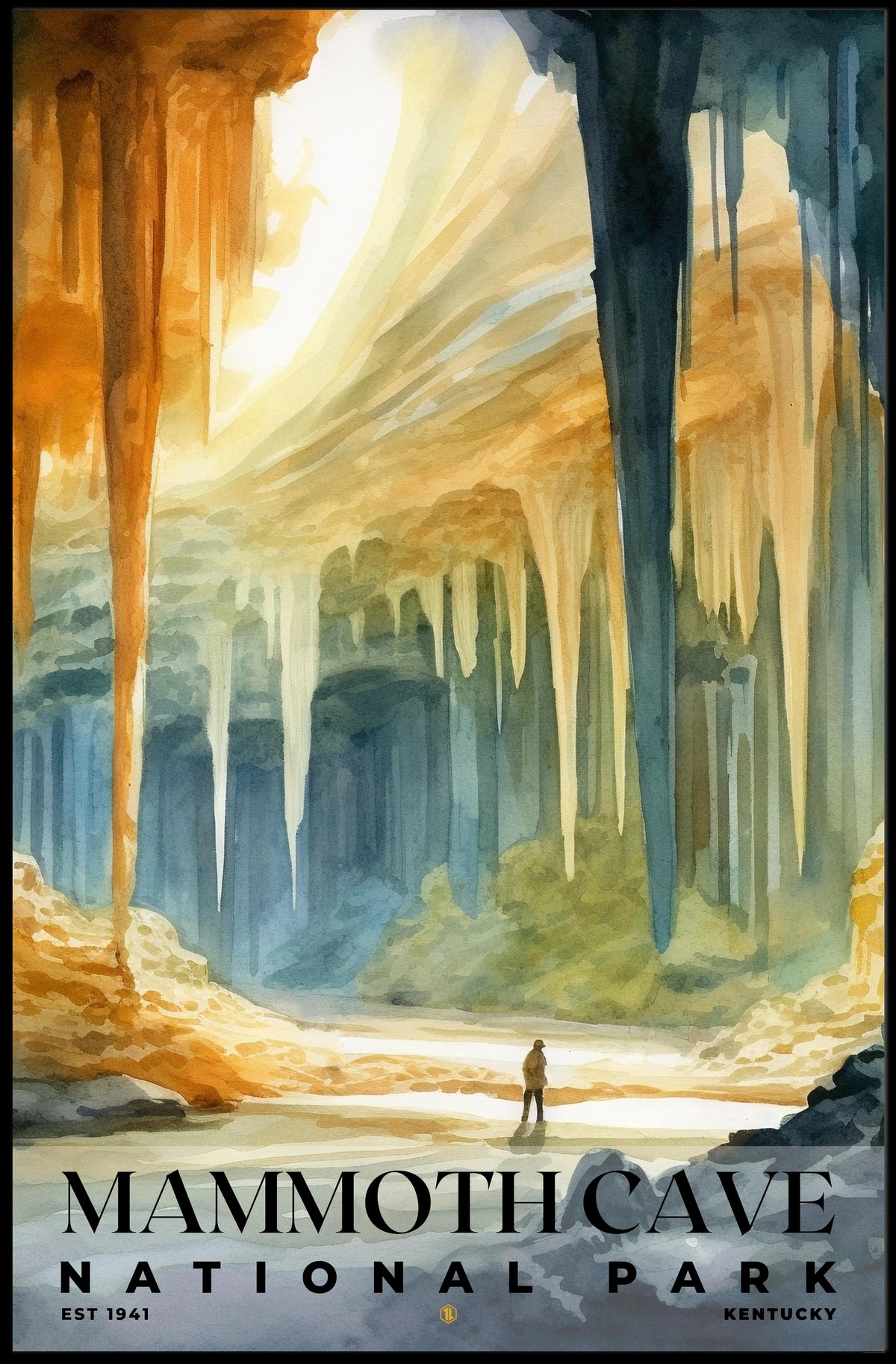 Mammoth Cave Watercolor Wall Art Poster