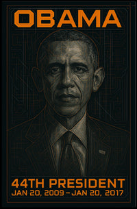 Barack Obama 44th President of the United States Techno Schematic Poster