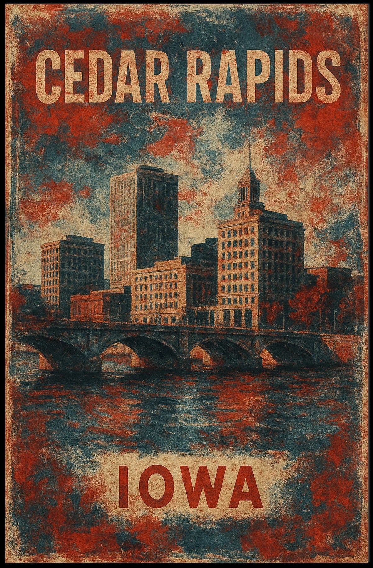 Cedar Rapids Iowa River City Minimalist Poster