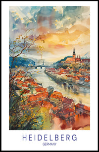 Heidelberg Watercolor Dreamscape Urban or Cityscape Poster PosterGoat