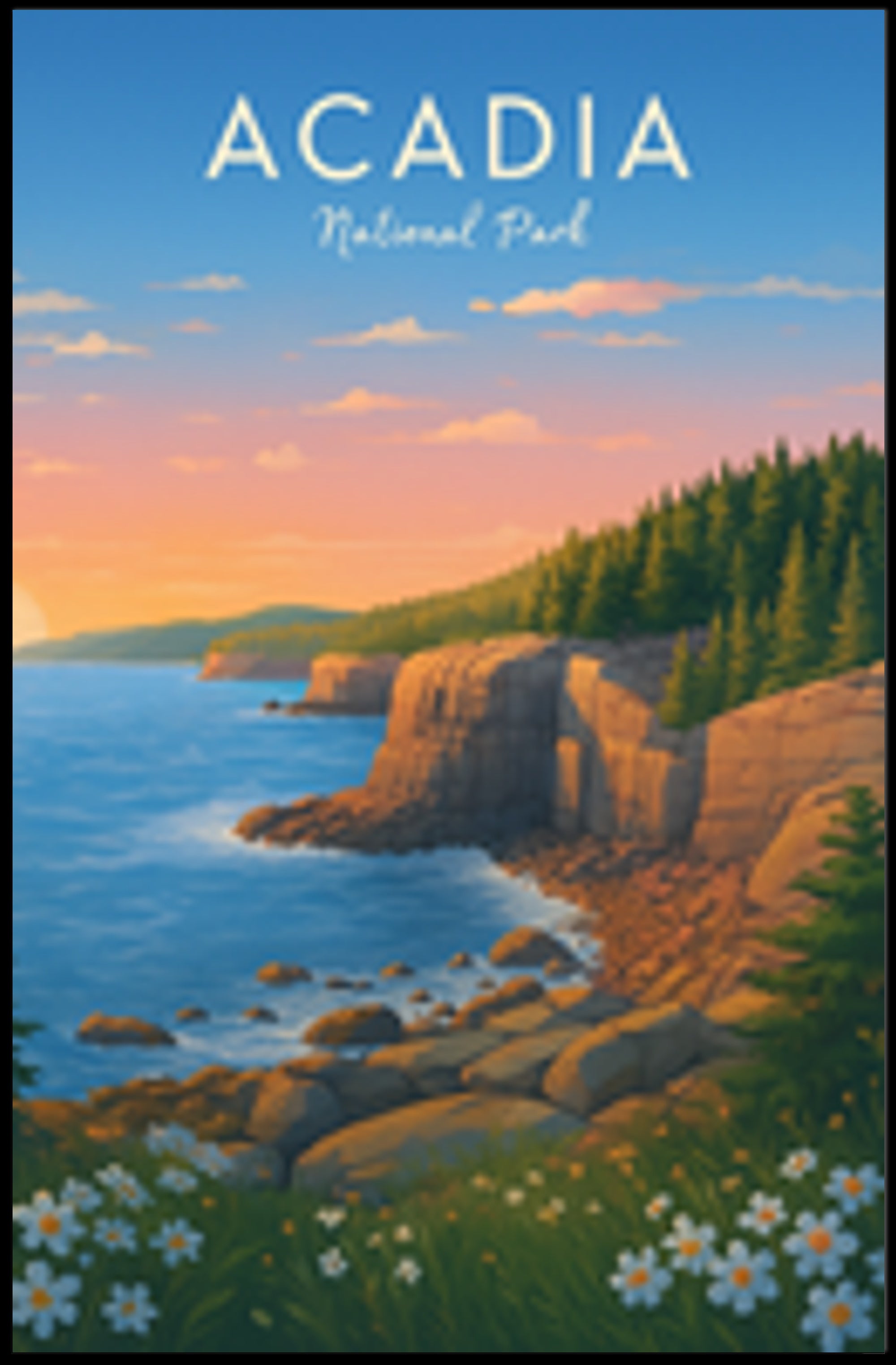 Acadia National Park Scenic Travel Poster Print